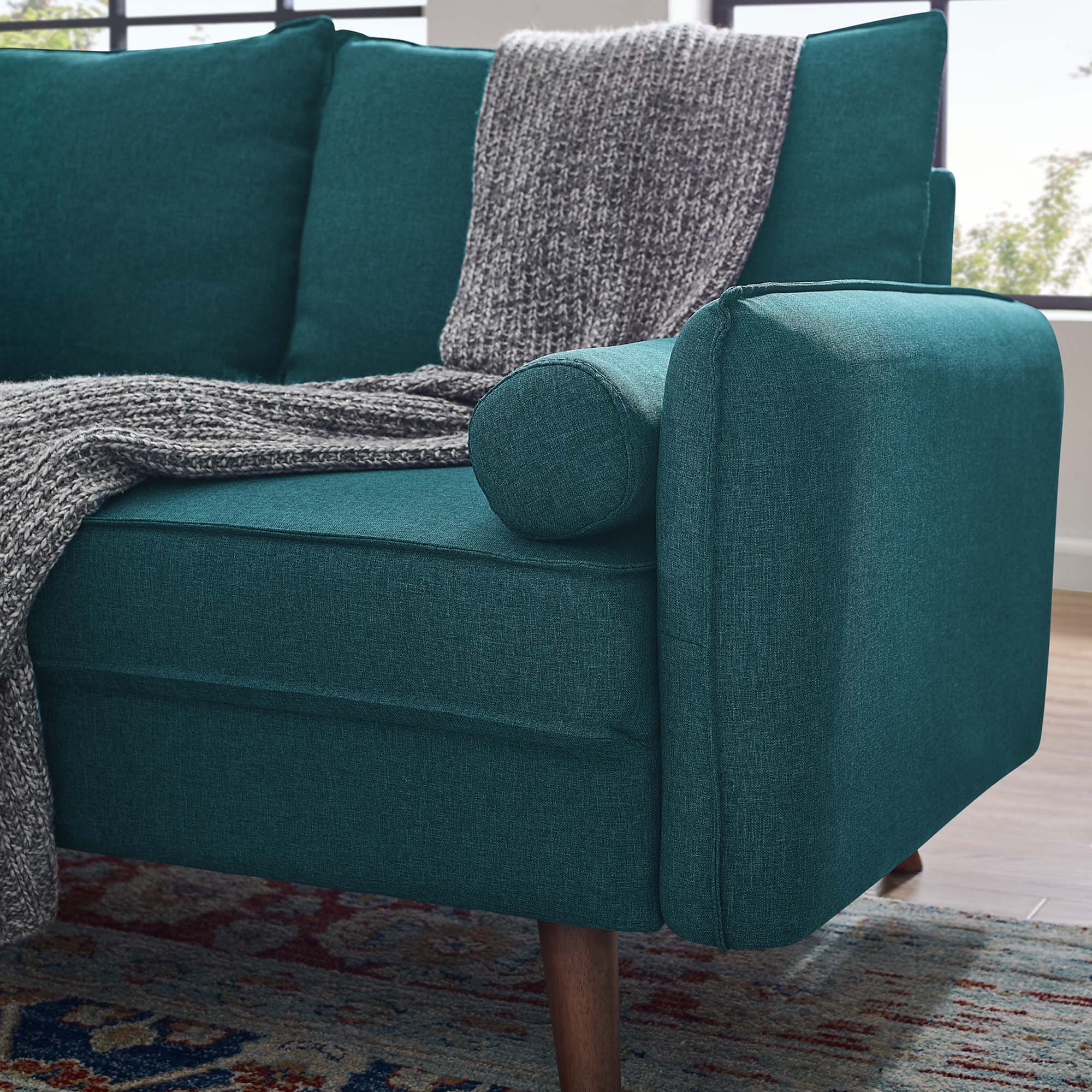 Revive Upholstered Fabric Loveseat, Teal