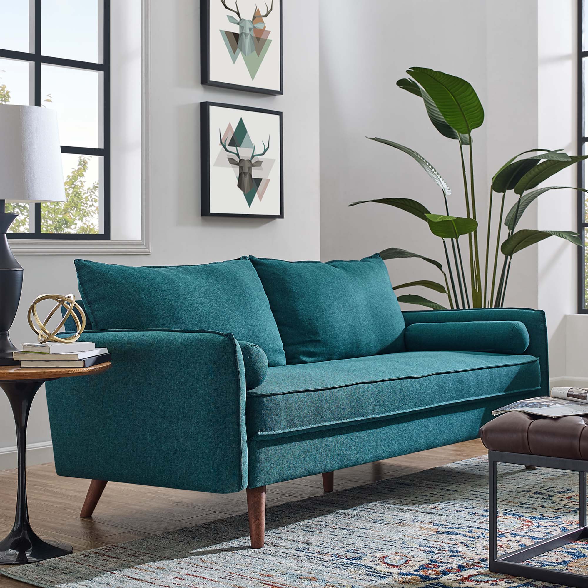 Revive Upholstered Fabric Sofa, Teal