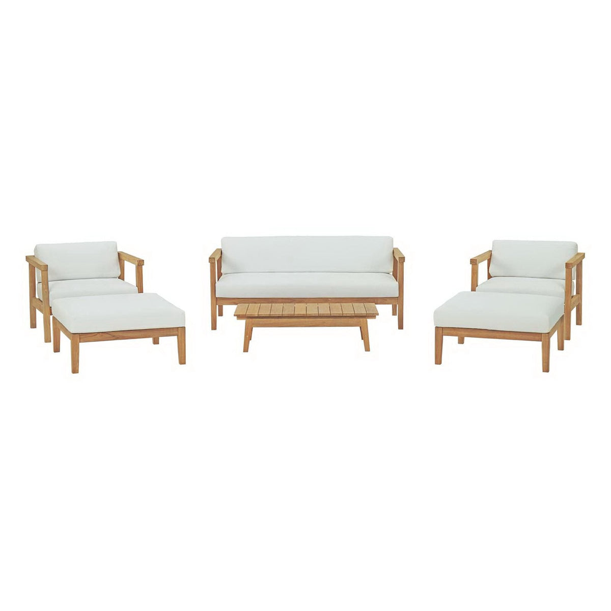 Bayport 6 Piece Outdoor Patio Teak Set, Natural White - Model EEI-3109