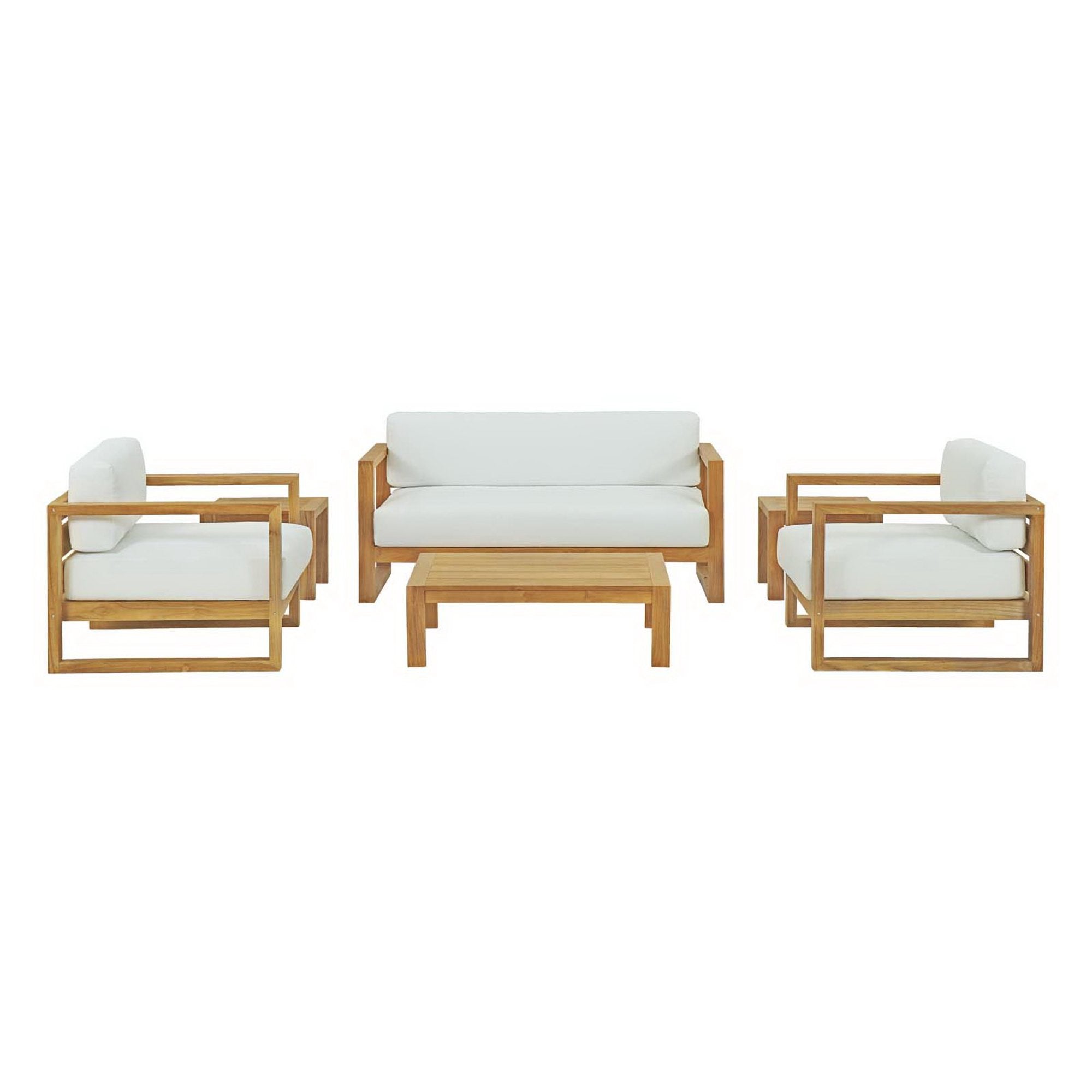 Upland 6 Piece Outdoor Patio Teak Set, Natural White