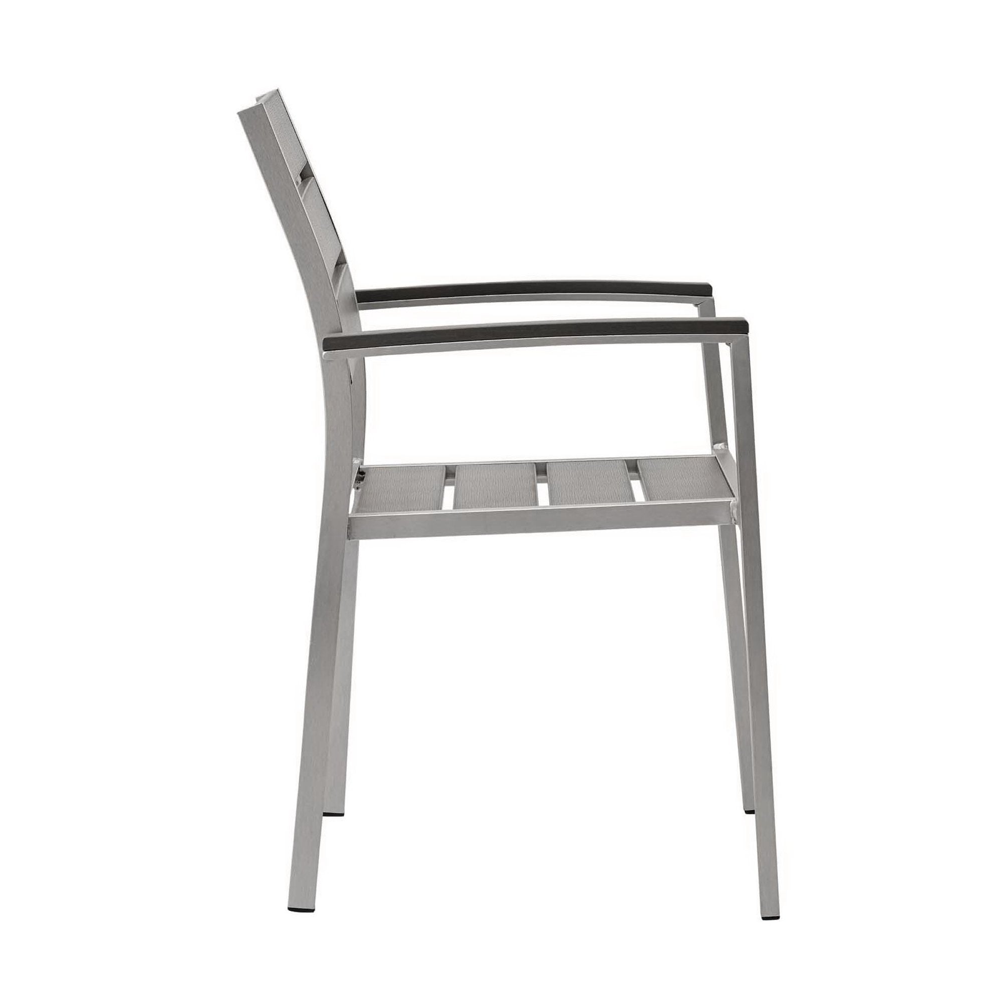 Shore Outdoor Patio Aluminum Dining Armchair, Silver Gray