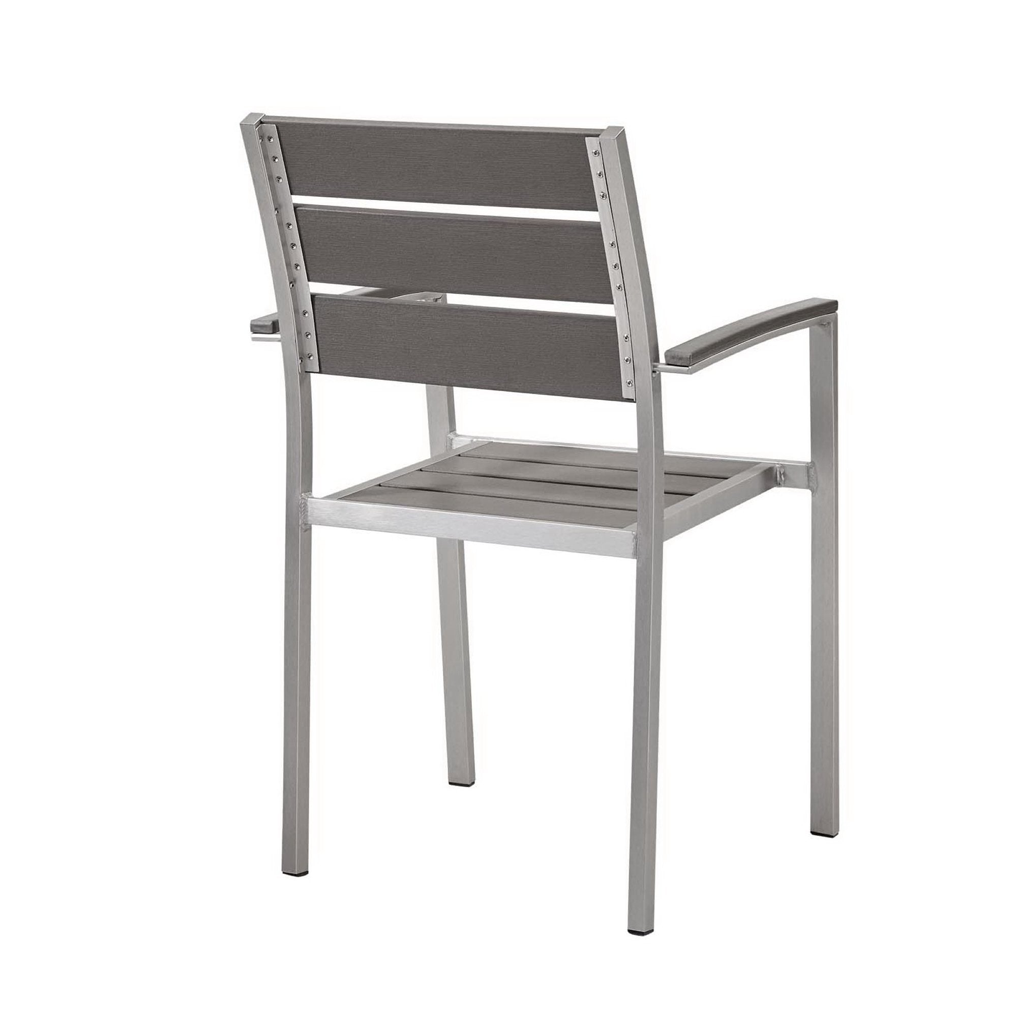 Shore Outdoor Patio Aluminum Dining Armchair, Silver Gray