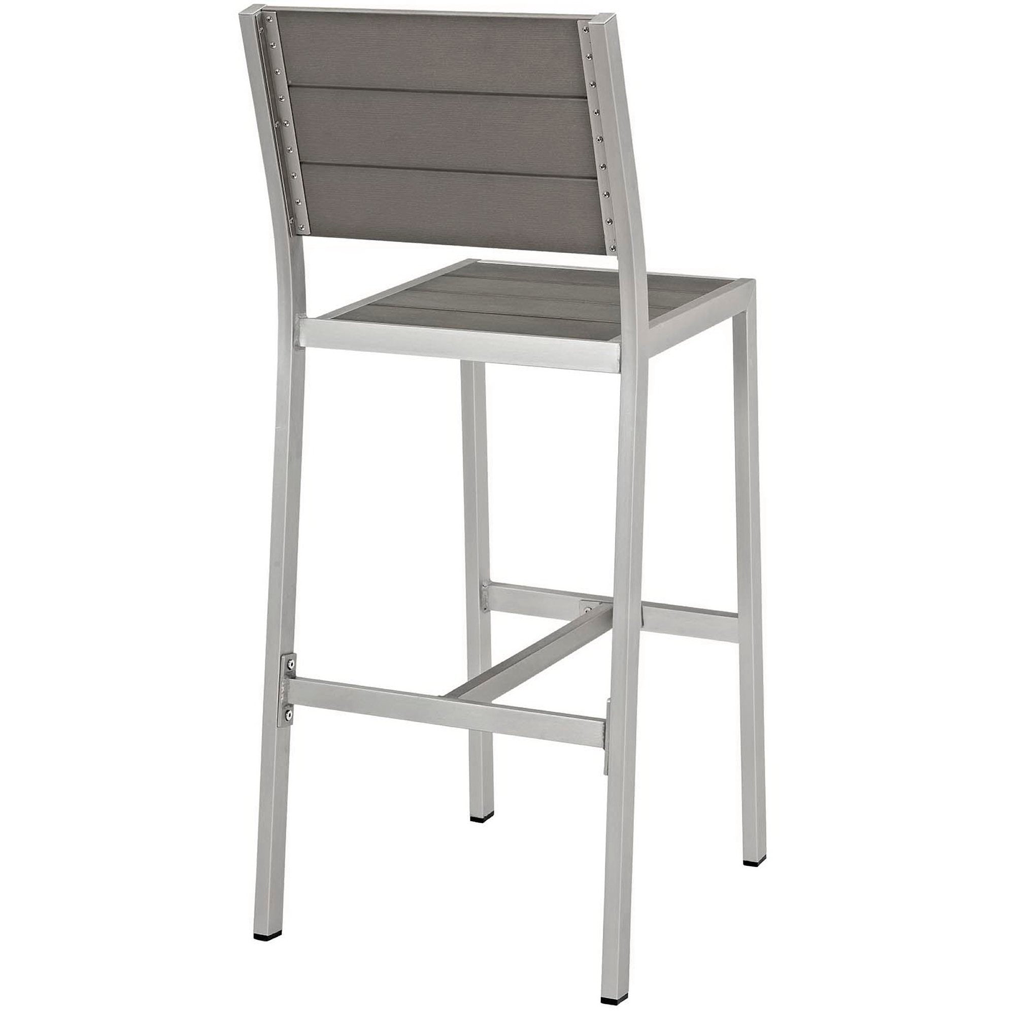Shore Outdoor Patio Aluminum Armless Bar Stool Set of 2, Silver Gray