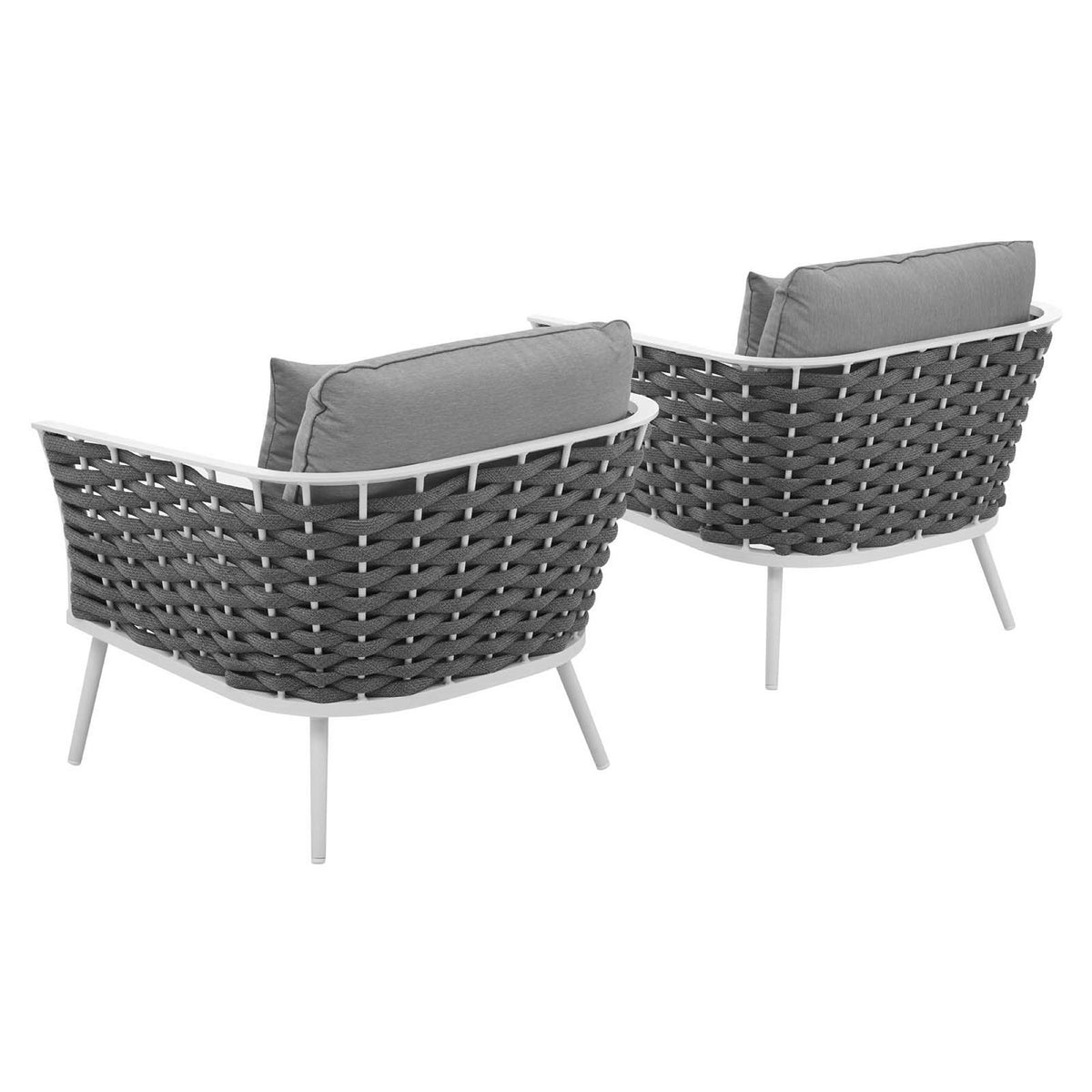 Stance Outdoor Patio Aluminum Armchair Set of 2, White Gray