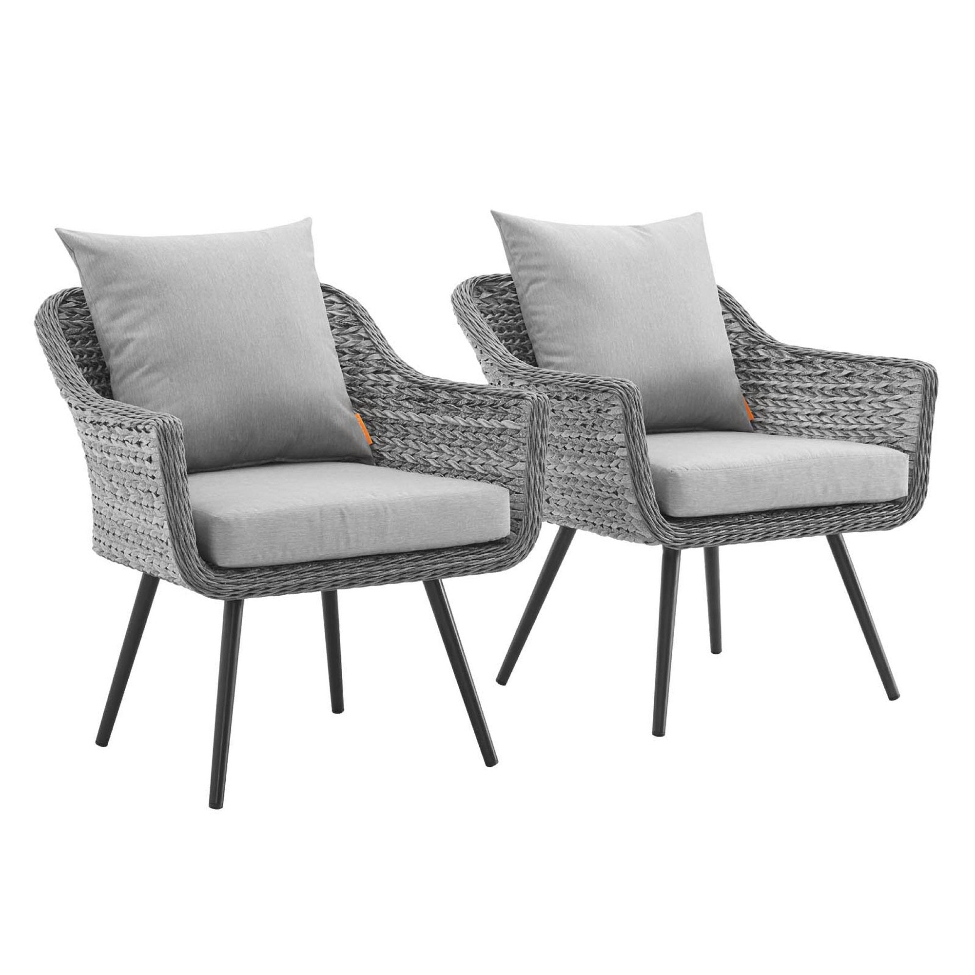 Endeavor Outdoor Patio Wicker Rattan Armchair Set of 2, Gray Gray