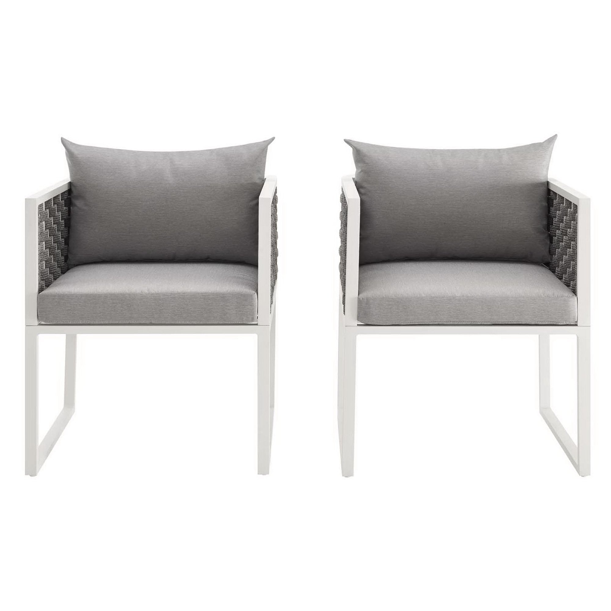 Stance Outdoor Patio Aluminum Dining Armchair Set of 2, White Gray