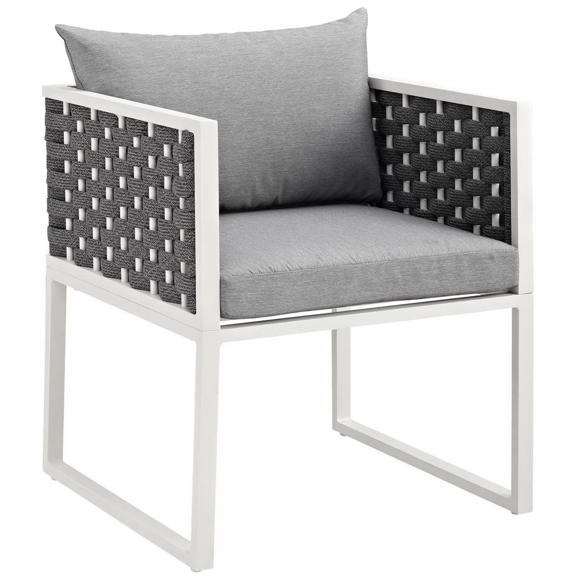 Stance Outdoor Patio Aluminum Dining Armchair Set of 2, White Gray