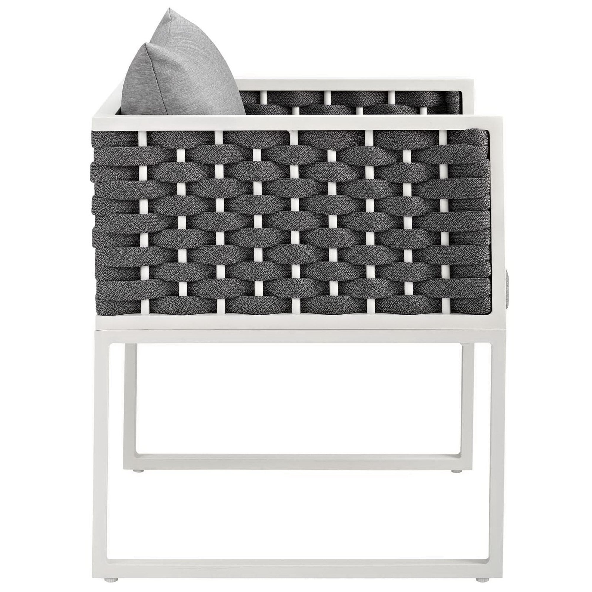 Stance Outdoor Patio Aluminum Dining Armchair Set of 2, White Gray