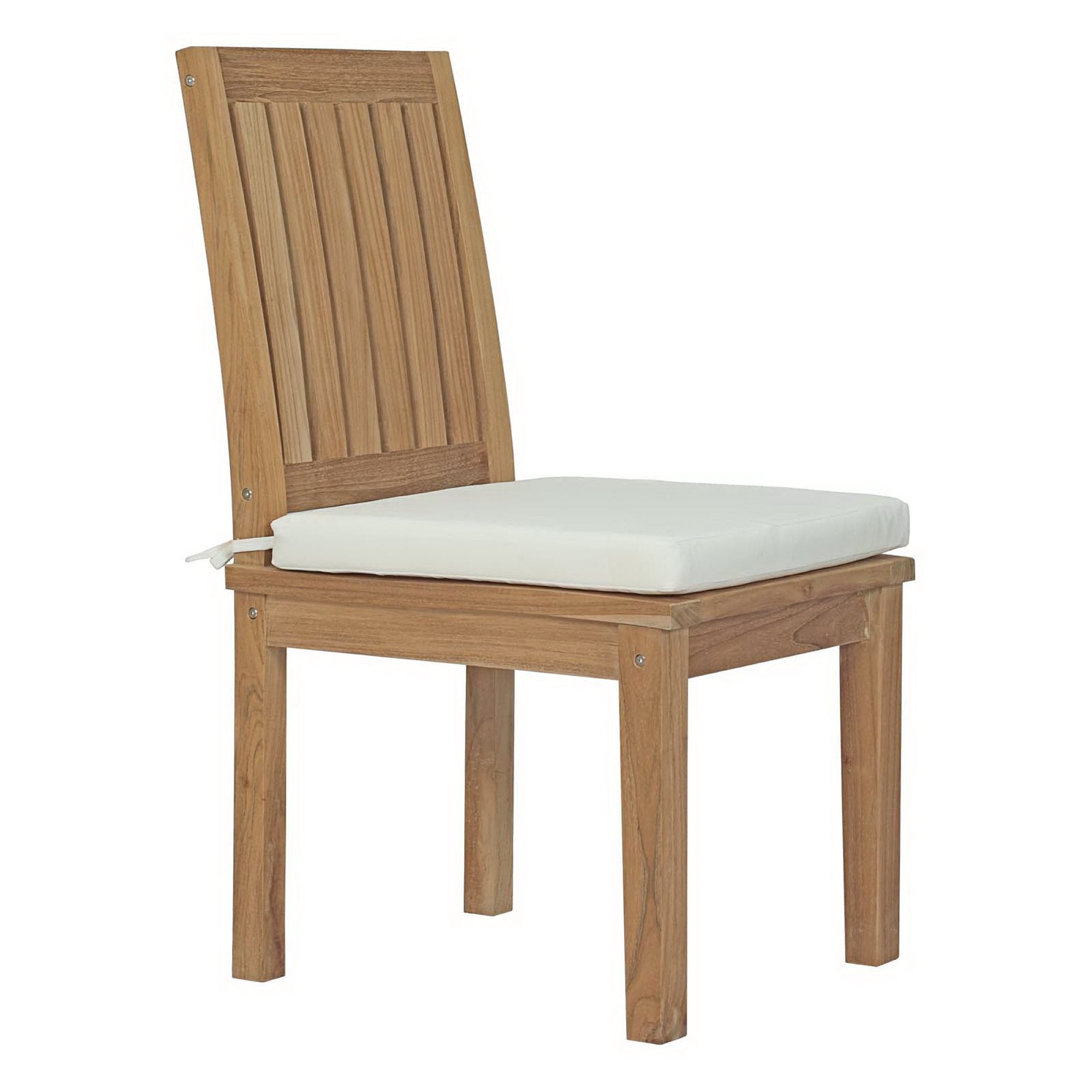 Marina 7 Piece Outdoor Patio Teak Dining Set, Natural White