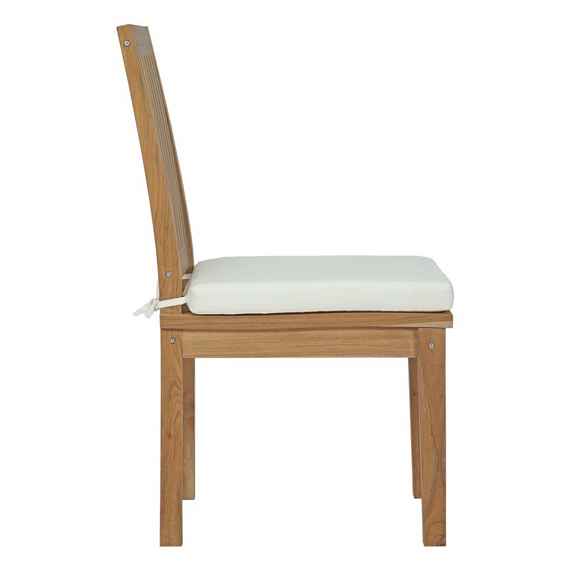 Marina 7 Piece Outdoor Patio Teak Dining Set, Natural White