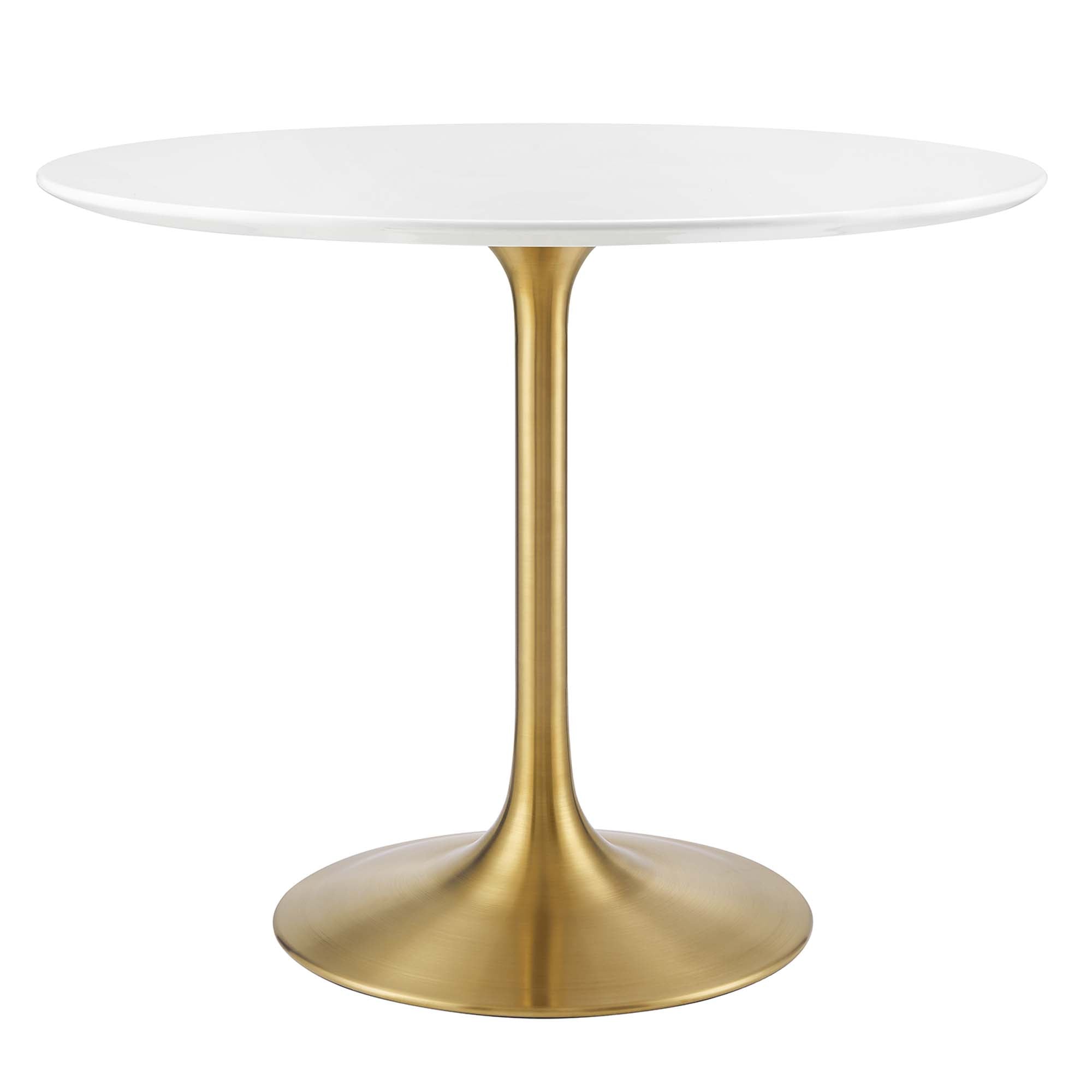 Lippa 36" Round Wood Dining Table, Gold White
