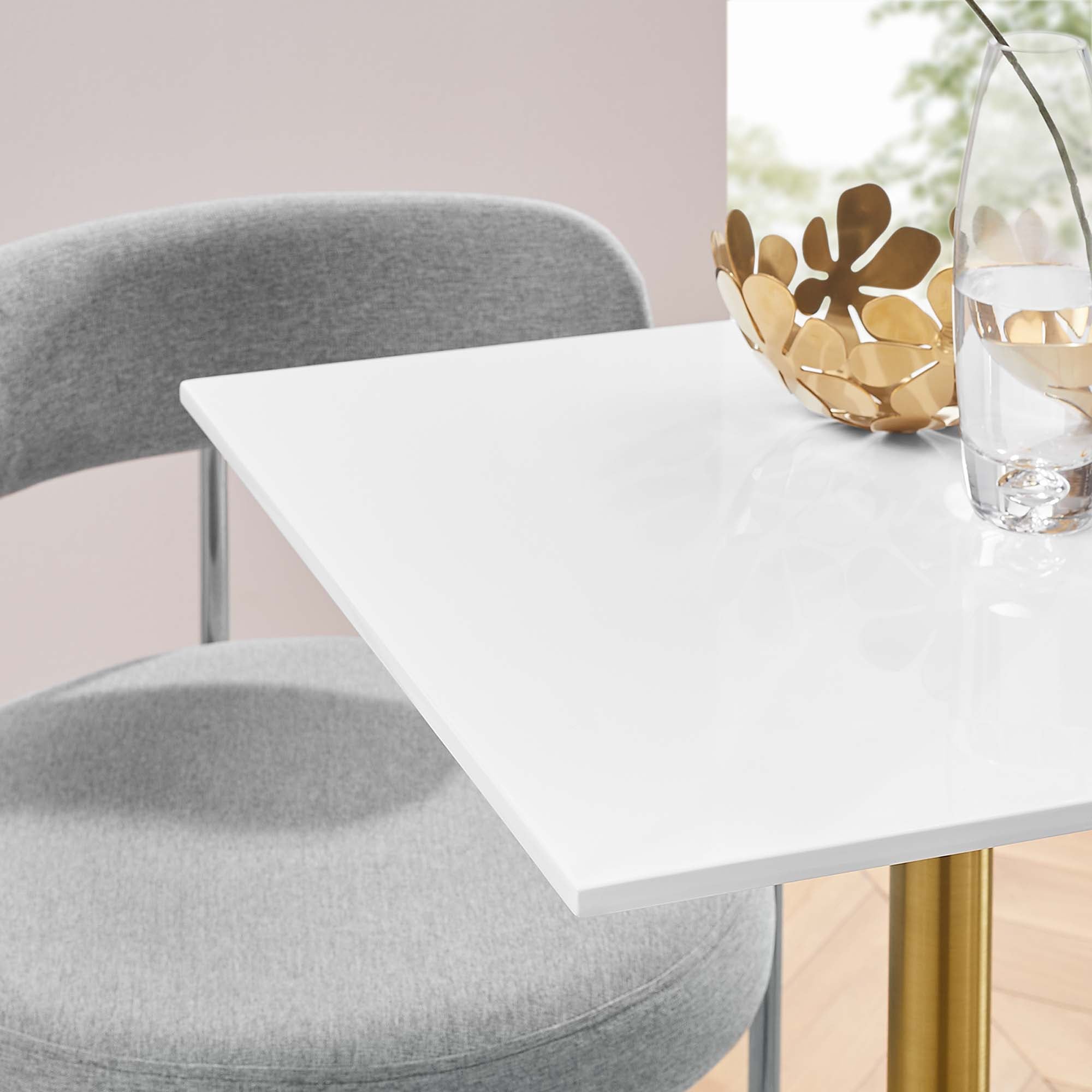 Lippa 24" Square Wood Dining Table, Gold White