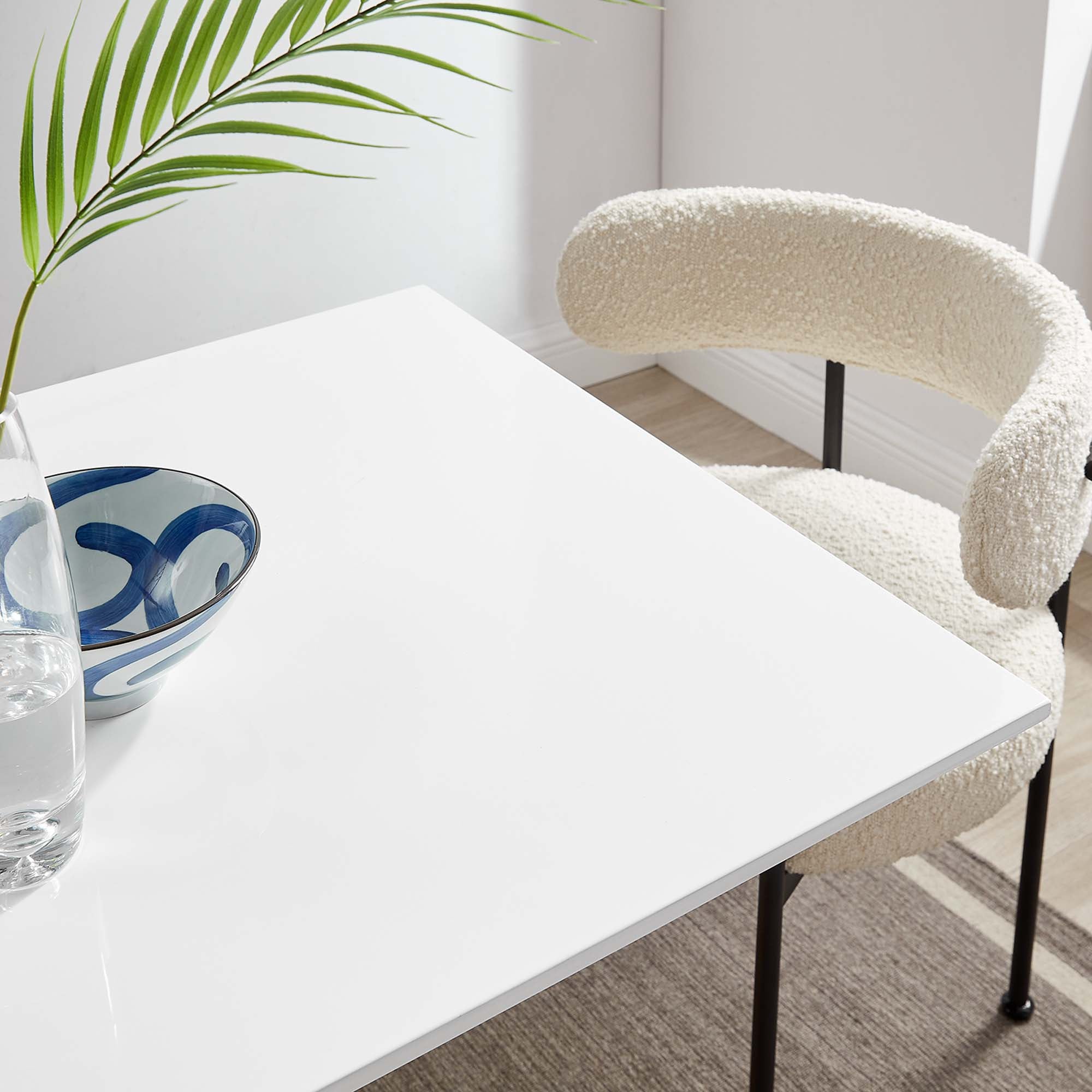 Lippa 28" Square Wood Dining Table, Gold White