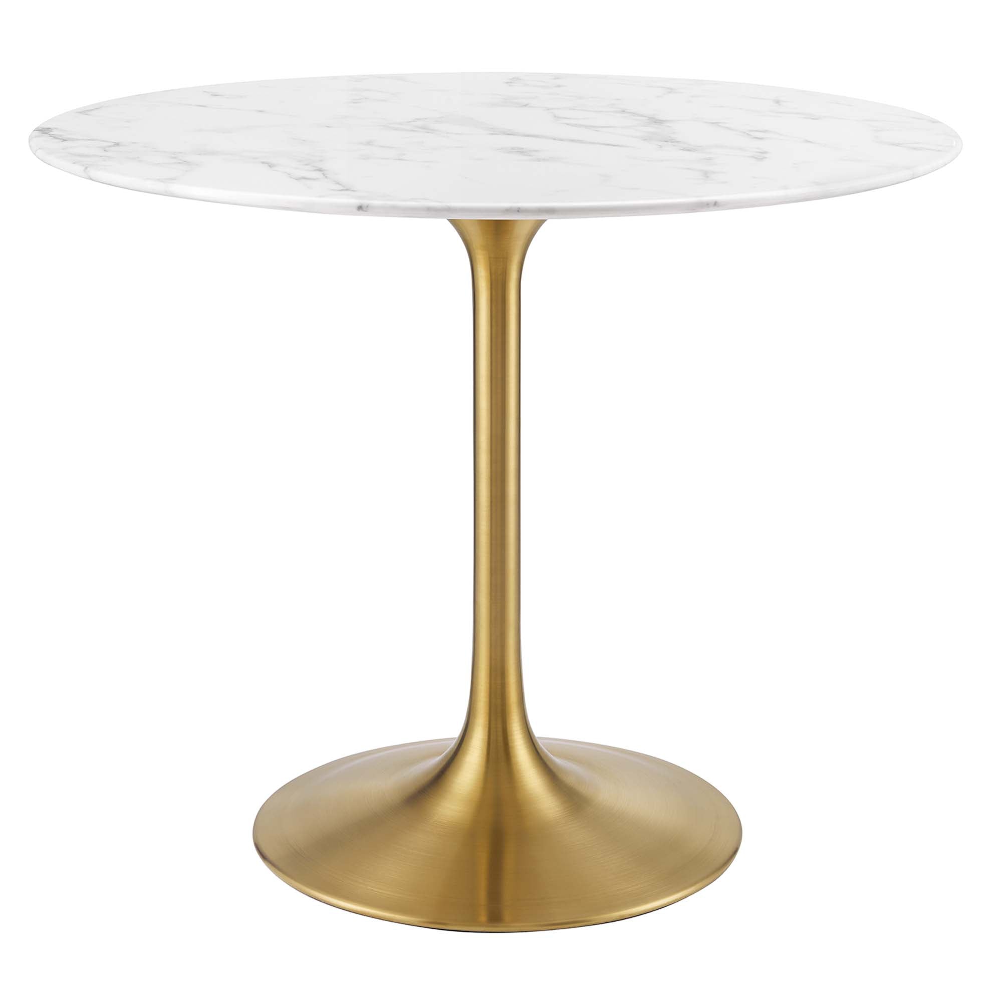 Lippa 36" Round Faux Marble Dining Table, Gold White
