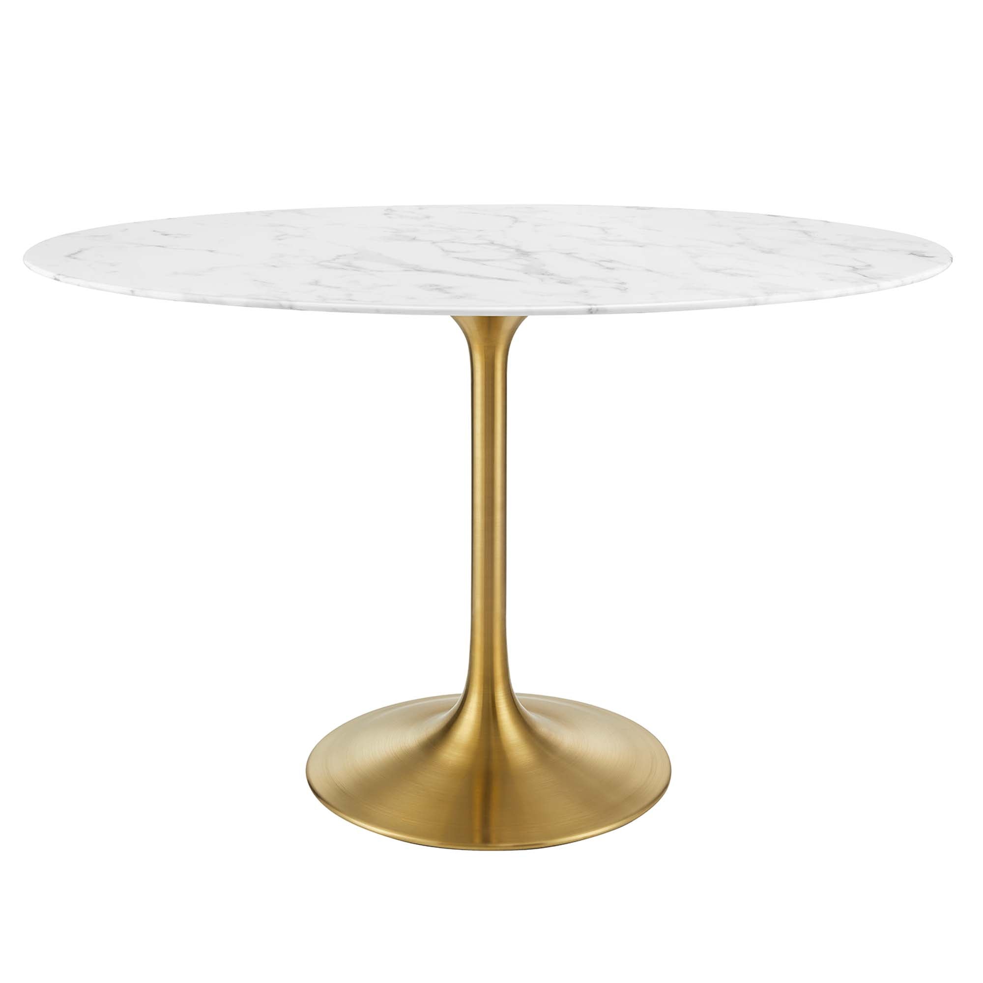 Lippa 48" Oval Faux Marble Dining Table, Gold White