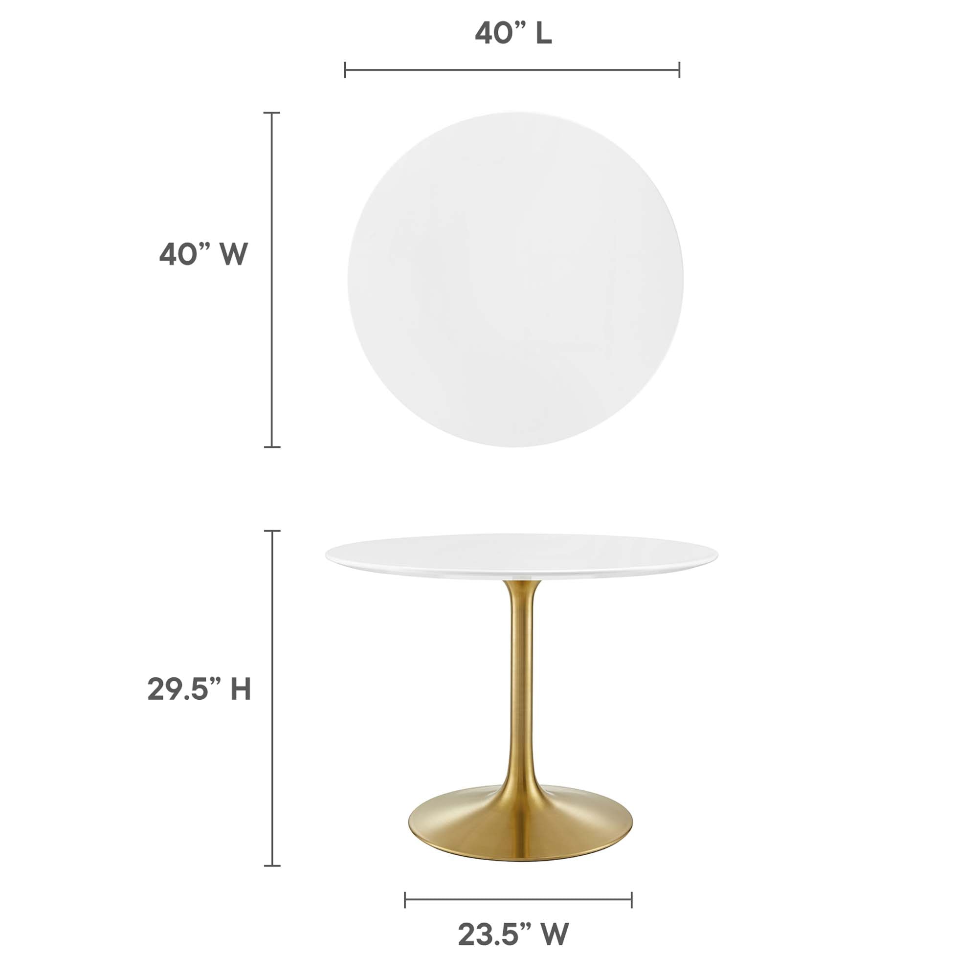 Lippa 40" Round Wood Dining Table, Gold White