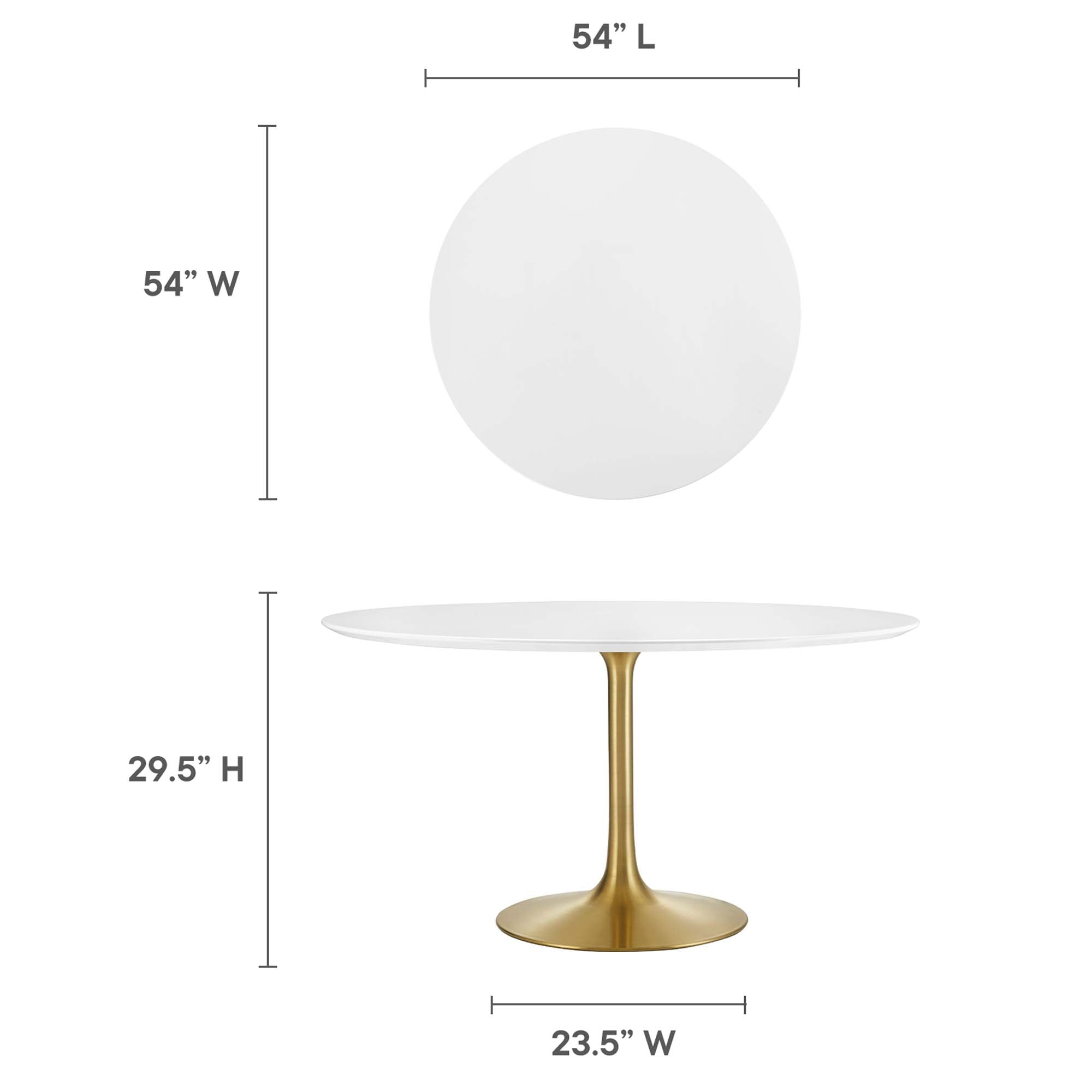 Lippa 54" Round Wood Dining Table, Gold White