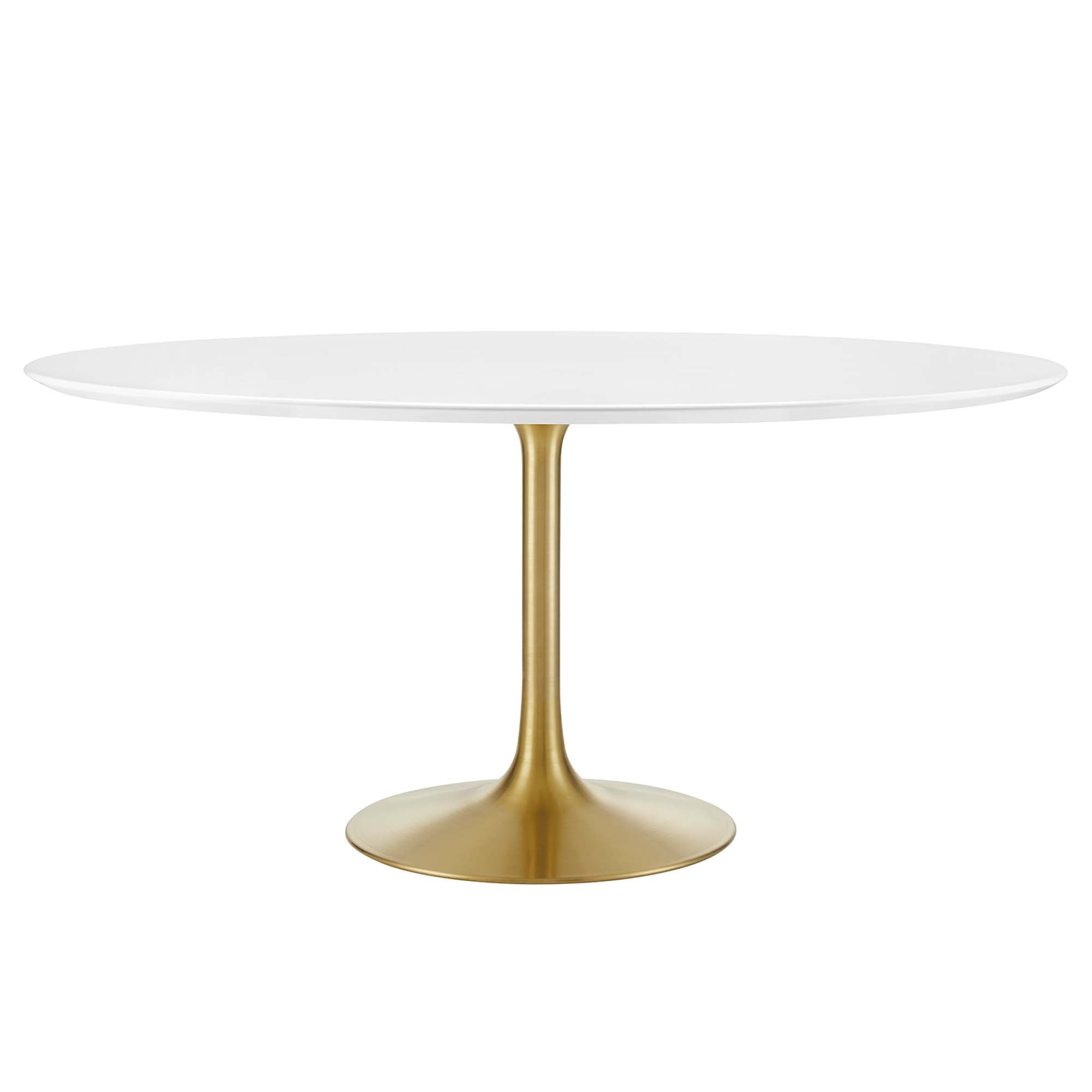 Lippa 60" Round Wood Dining Table, Gold White