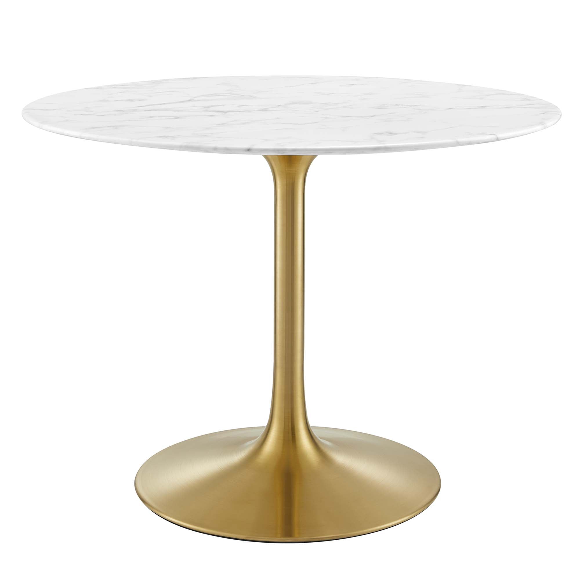 Lippa 40" Round Faux Marble Dining Table, Gold White
