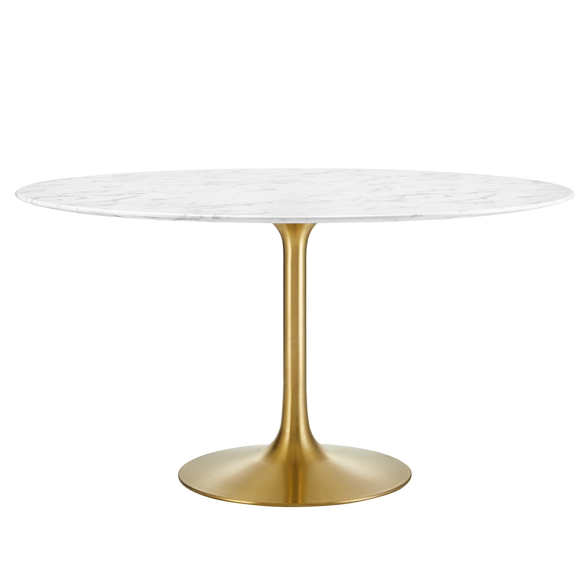 Lippa 54" Round Faux Marble Dining Table, Gold White