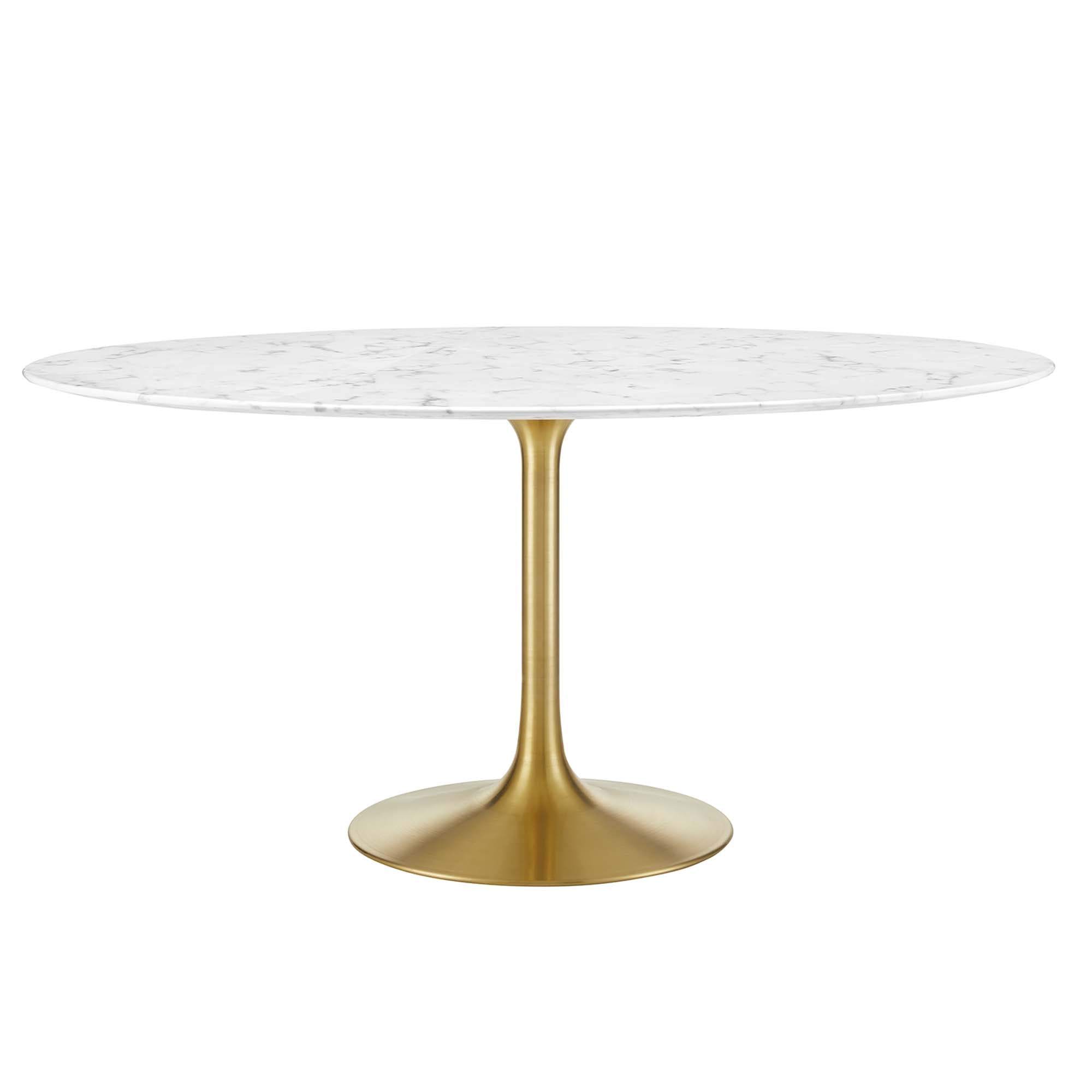 Lippa 60" Round Faux Marble Dining Table, Gold White