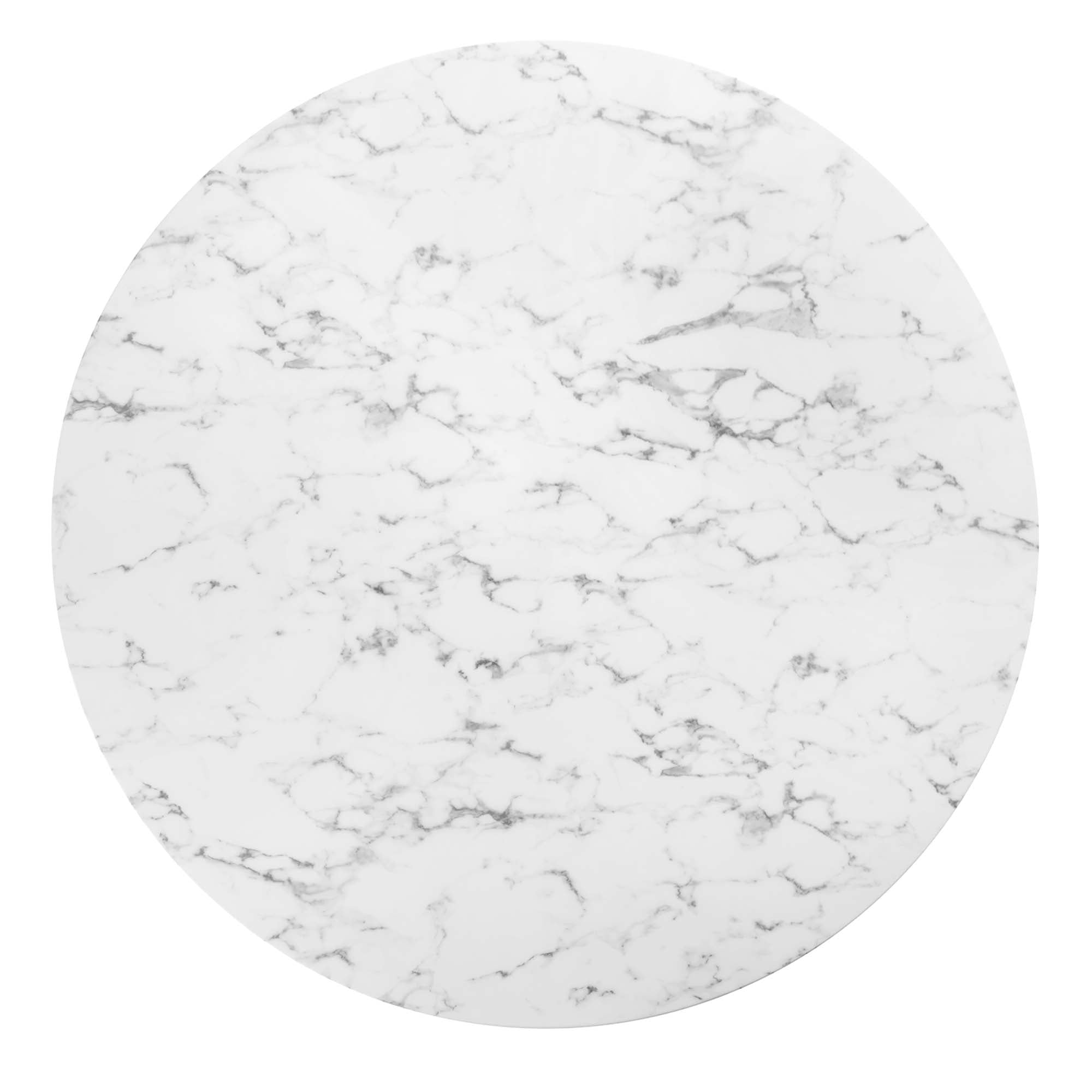 Lippa 60" Round Faux Marble Dining Table, Gold White