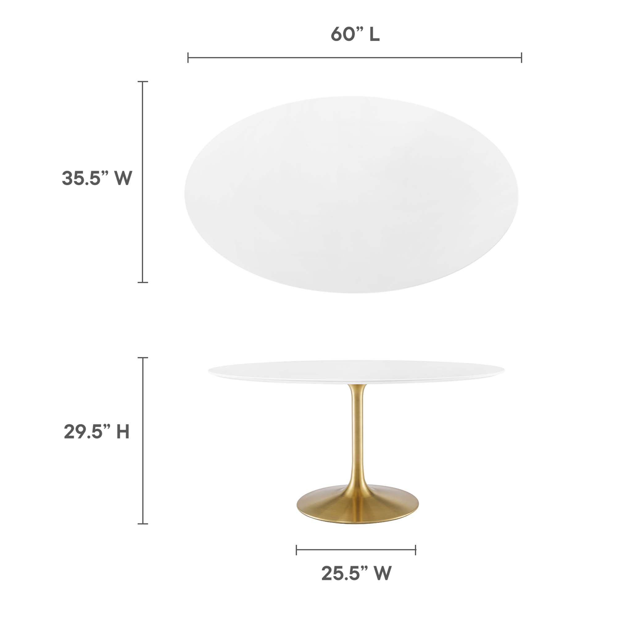 Lippa 60" Oval Wood Dining Table, Gold White