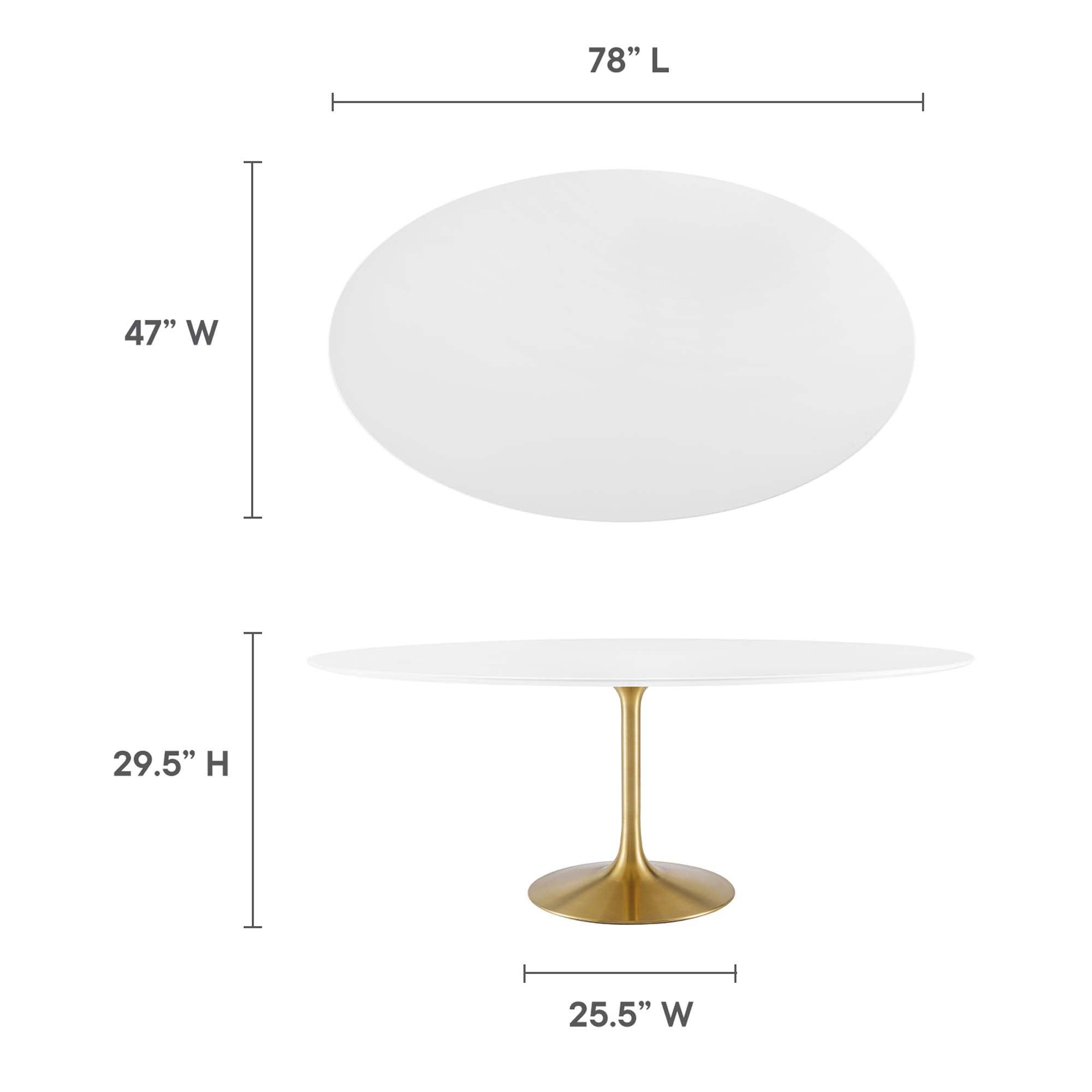 Lippa 78" Oval Wood Dining Table, Gold White