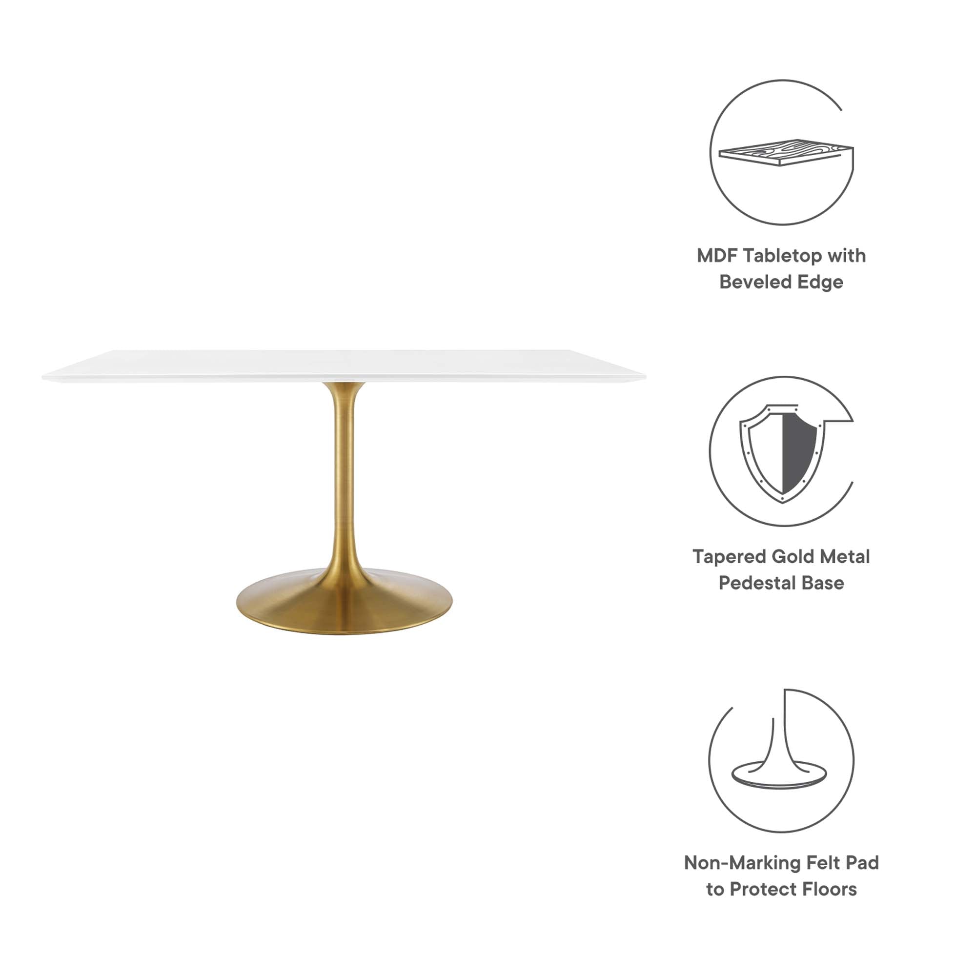 Lippa 60" Rectangular Wood Dining Table, Gold White