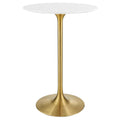 Lippa 28" Round Wood Bar Table, Gold White