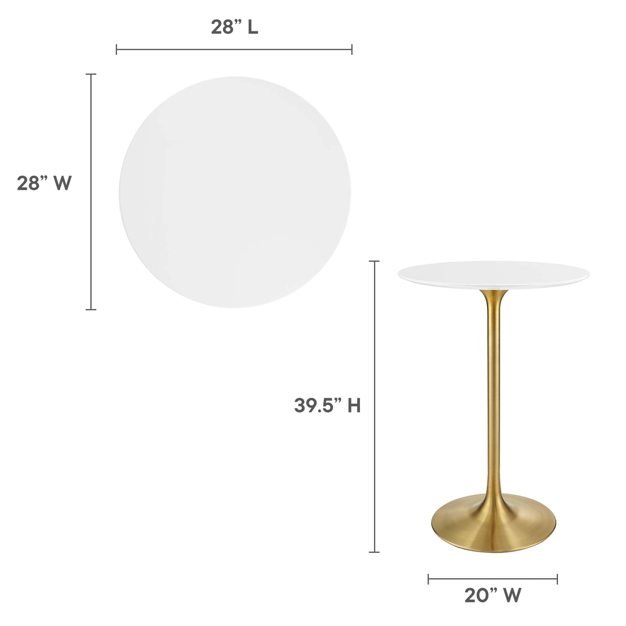 Lippa 28" Round Wood Bar Table, Gold White