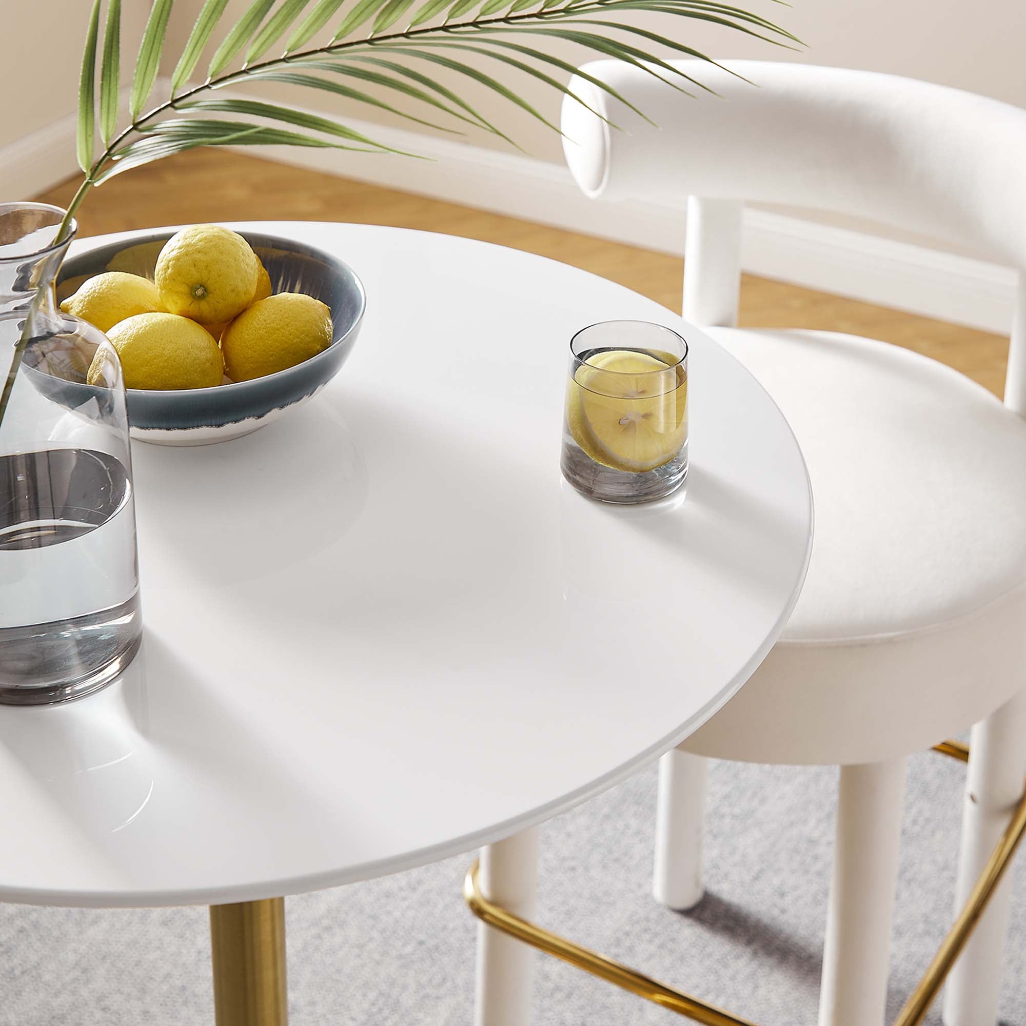 Lippa 28" Round Wood Bar Table, Gold White
