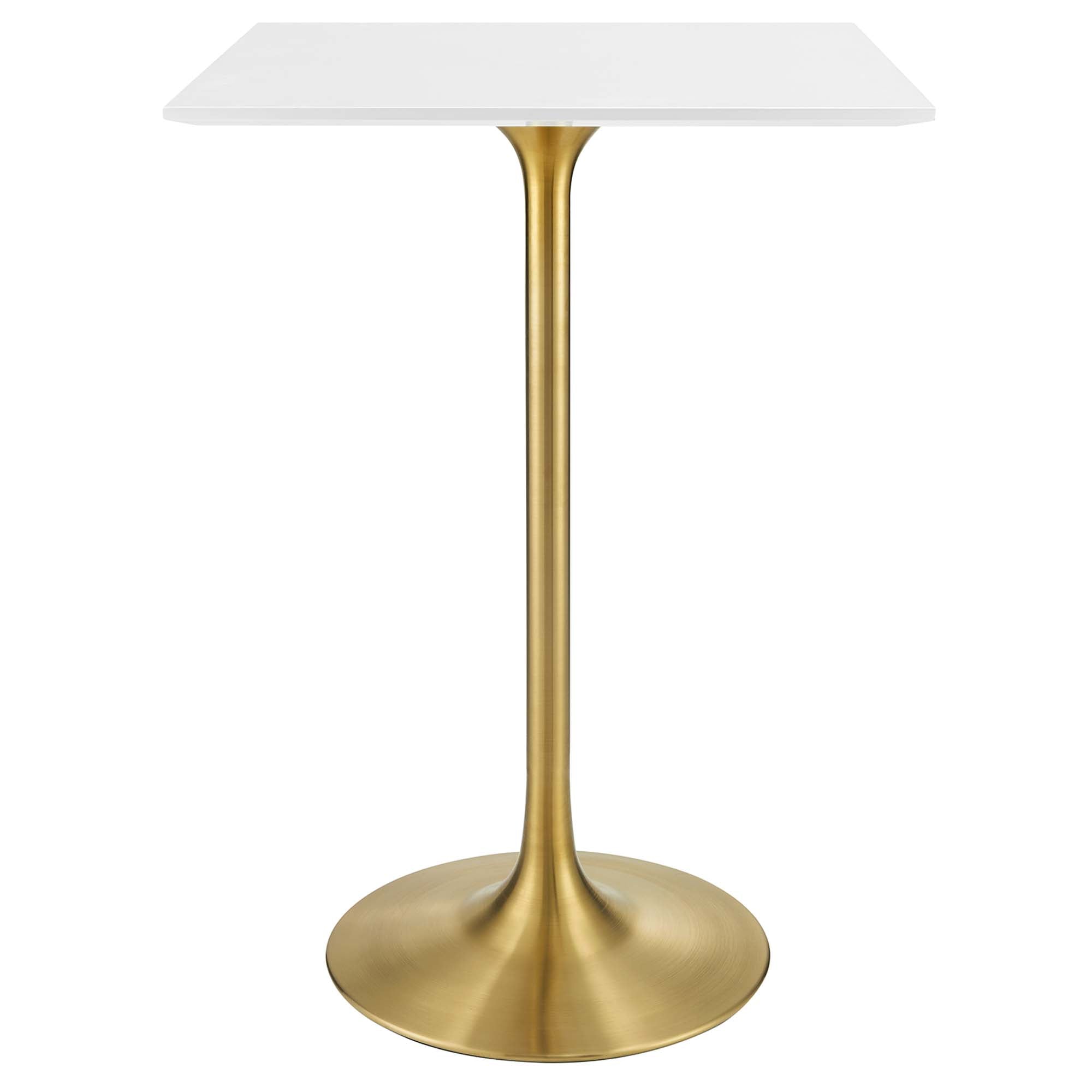 Lippa 28" Square Wood Bar Table, Gold White