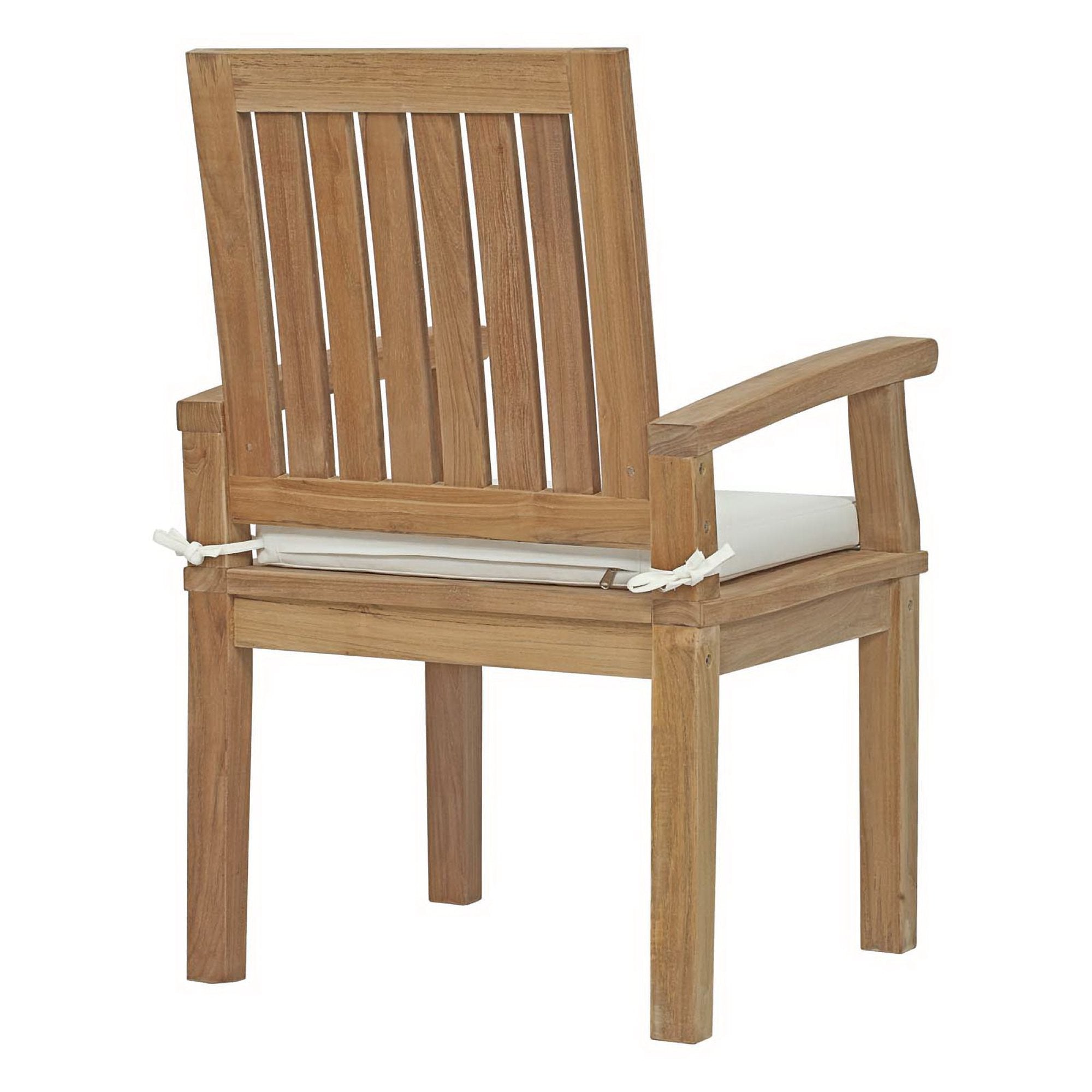 Marina 7 Piece Outdoor Patio Teak Dining Set, Natural White