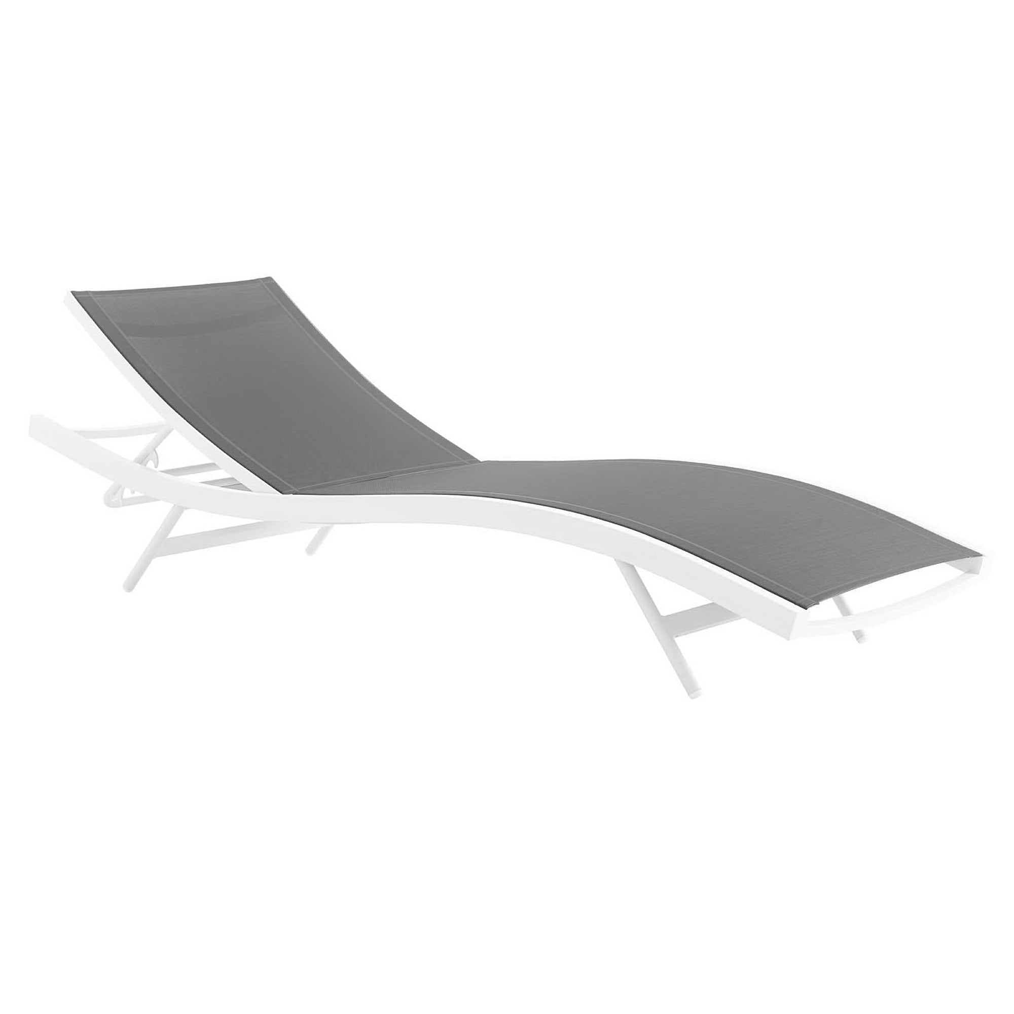 Glimpse Outdoor Patio Mesh Chaise Lounge Chair, White Gray
