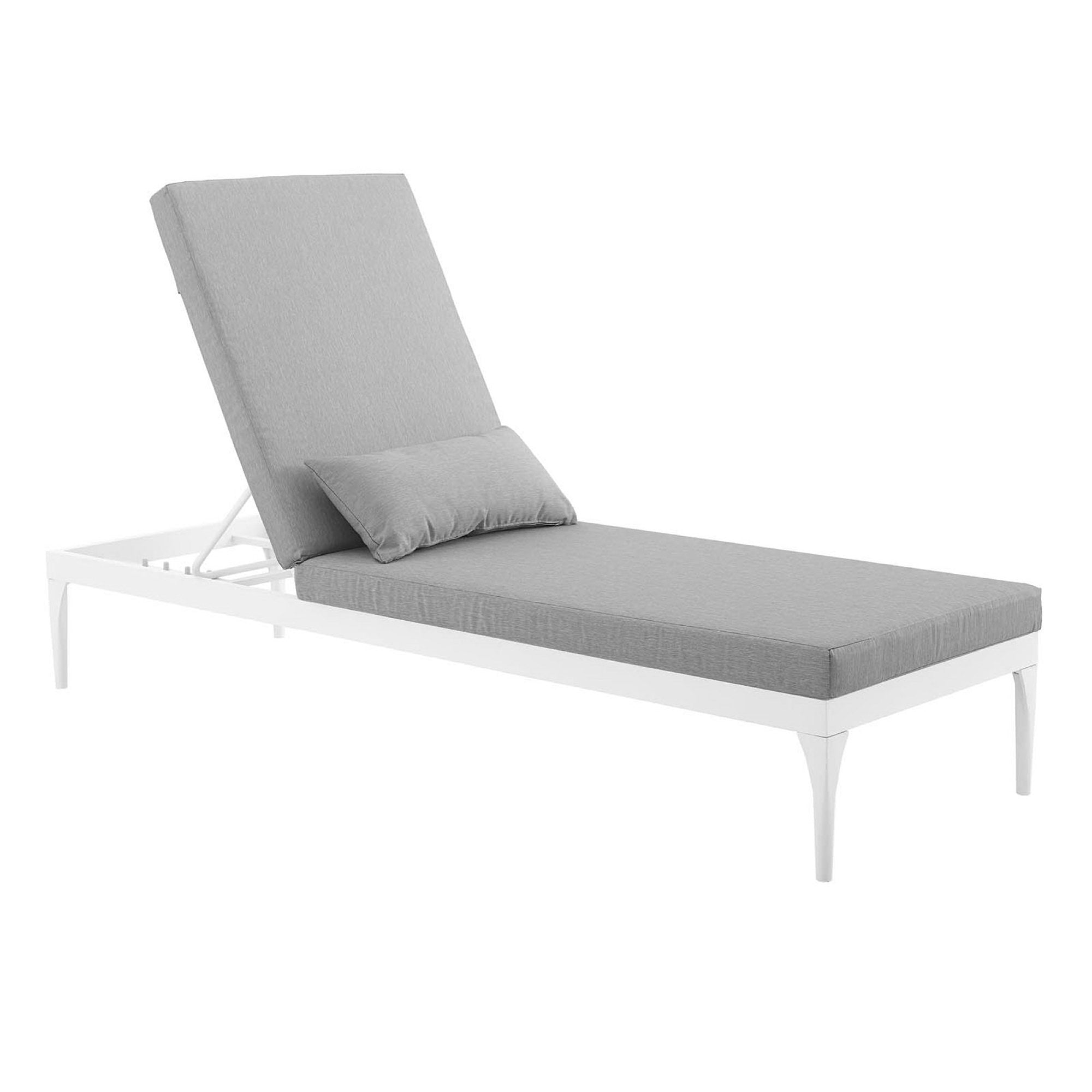 Perspective Cushion Outdoor Patio Chaise Lounge Chair, White Gray