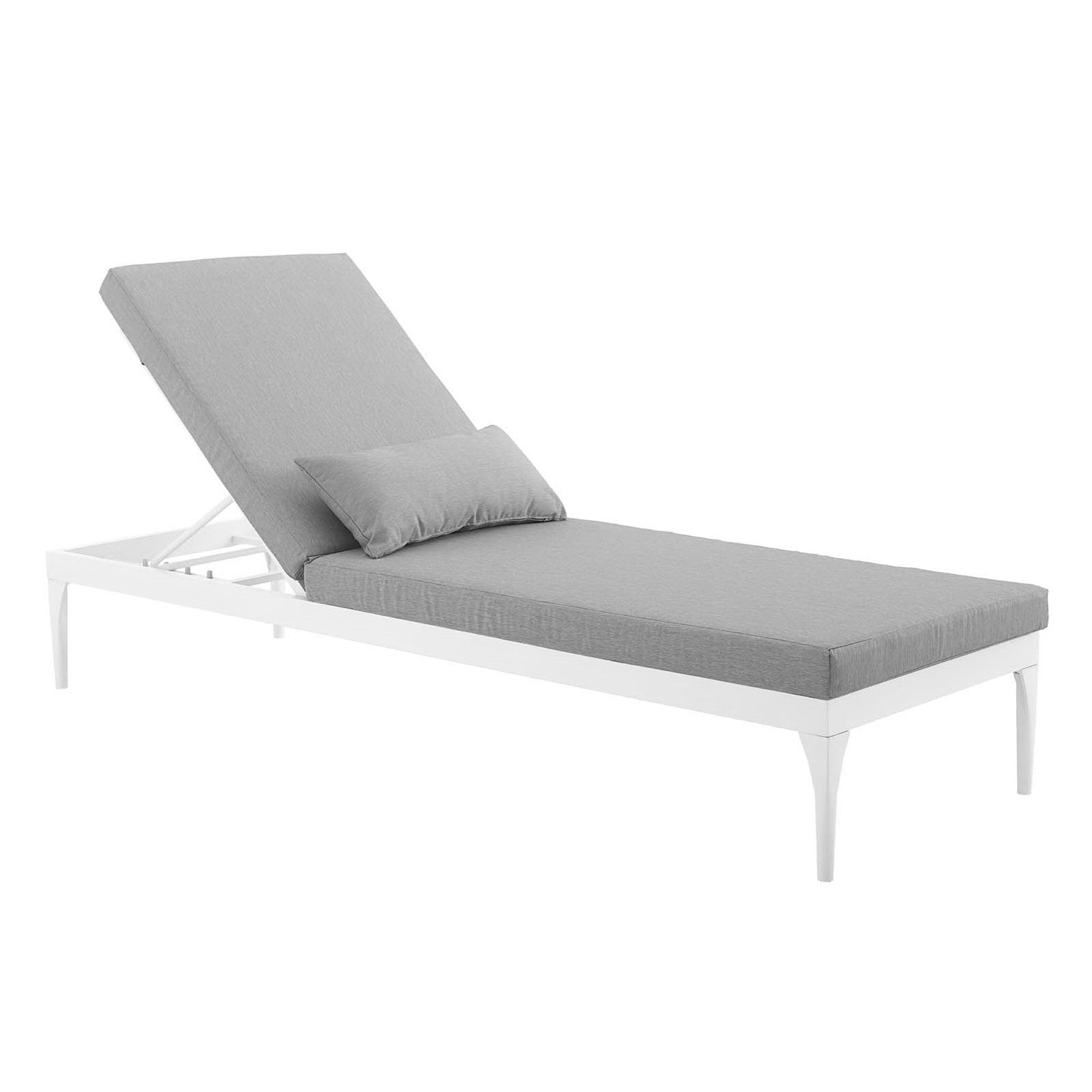 Perspective Cushion Outdoor Patio Chaise Lounge Chair, White Gray