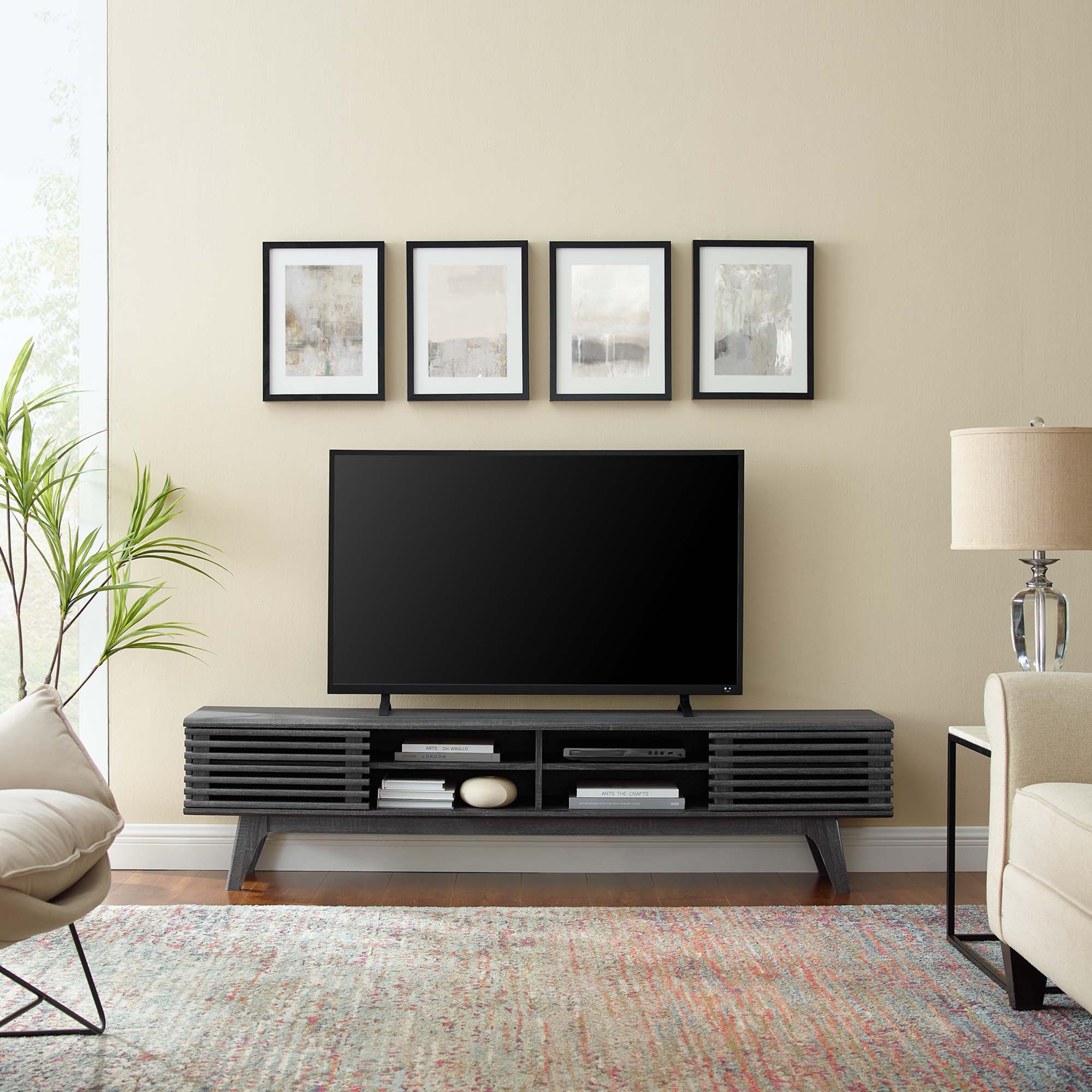 Render 70" Entertainment Center TV Stand, Charcoal
