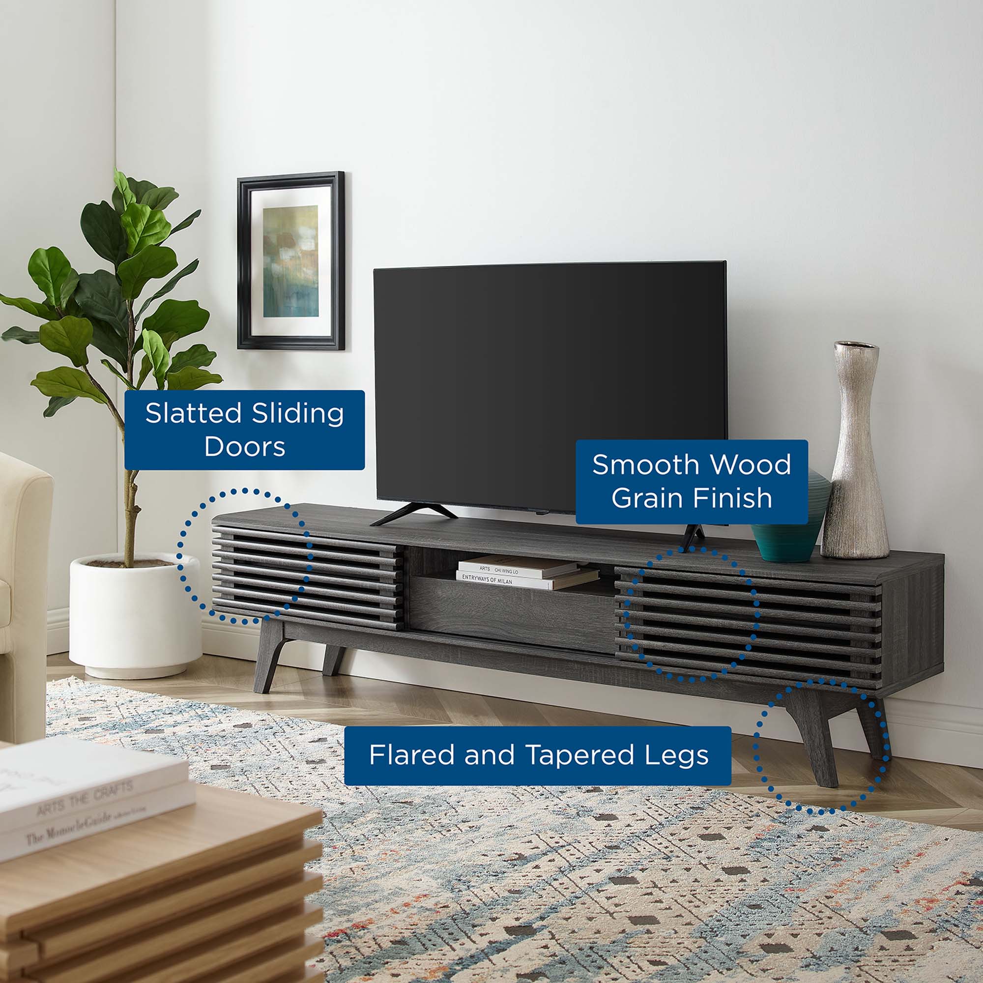 Render 70" TV Stand, Charcoal