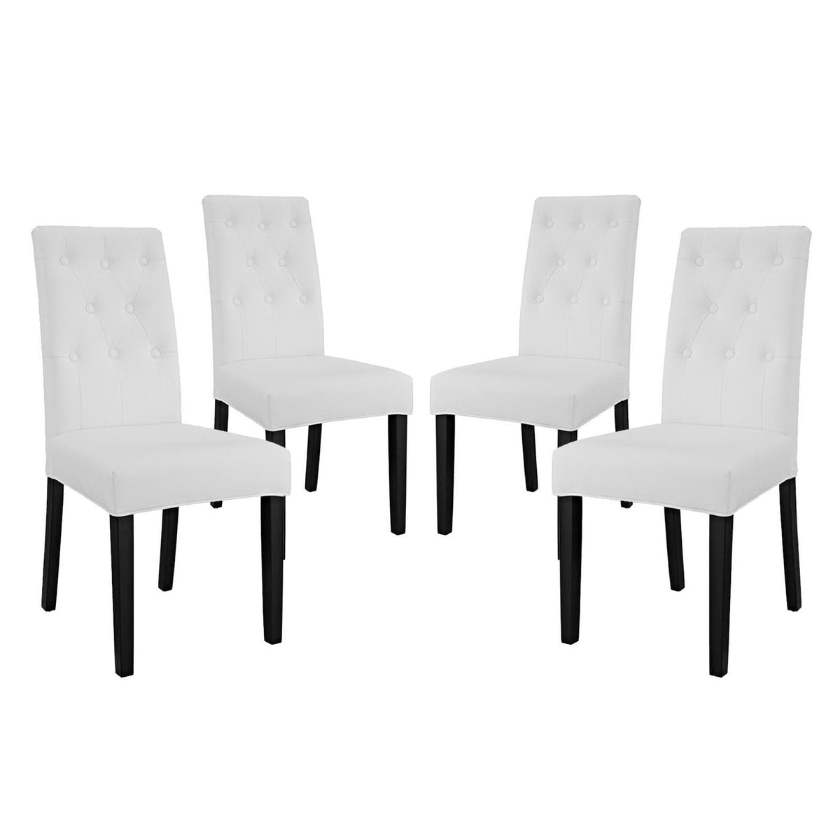 Confer Vinyl Dining Side Chair Set of 4, White