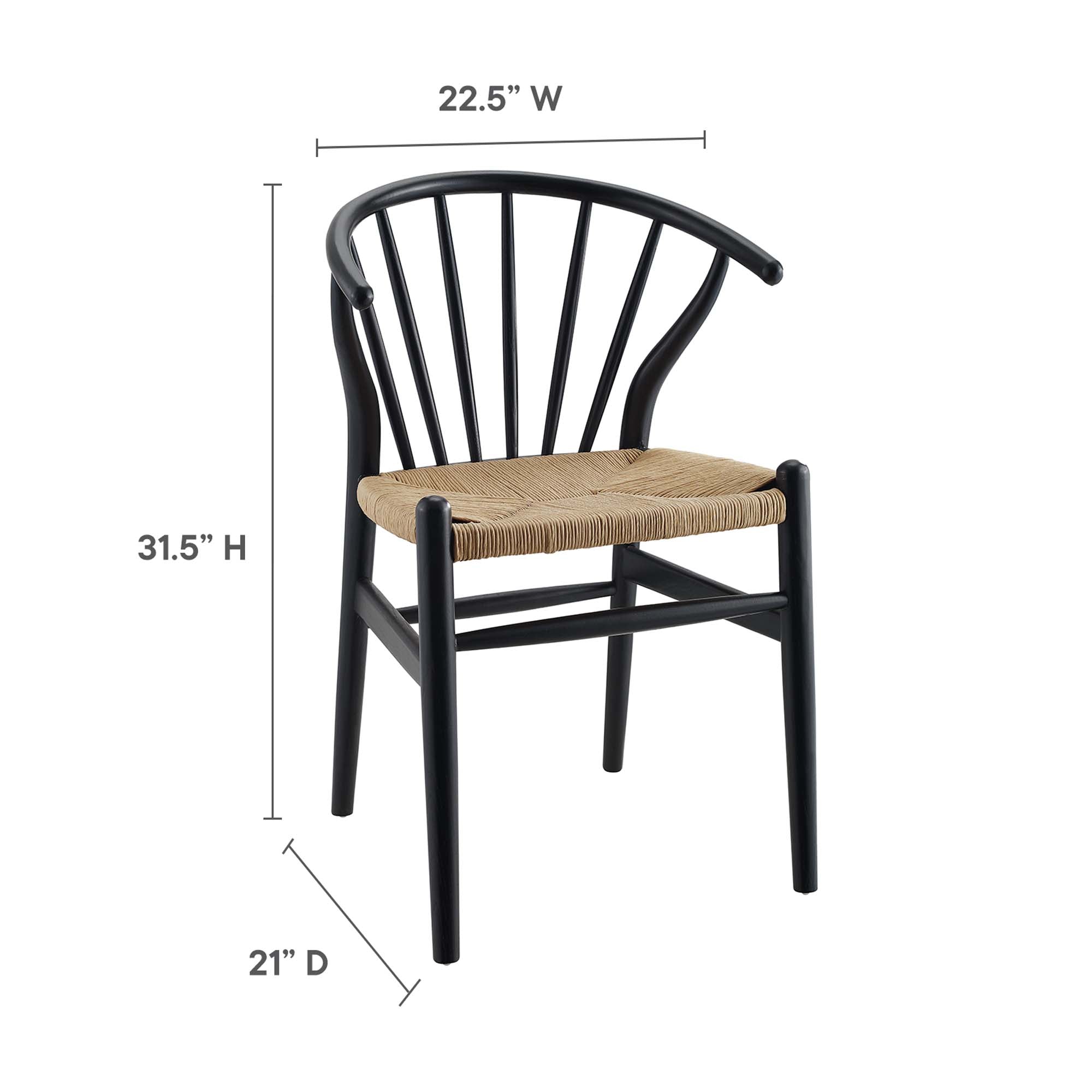Flourish Spindle Wood Dining Side Chair, Black