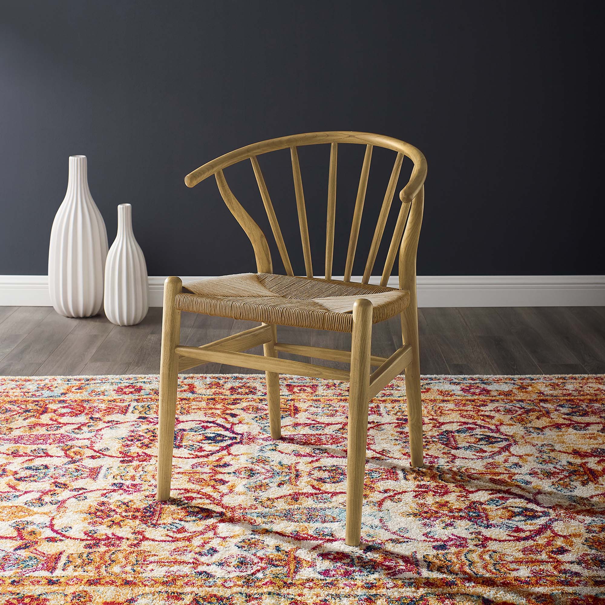Flourish Spindle Wood Dining Side Chair, Natural