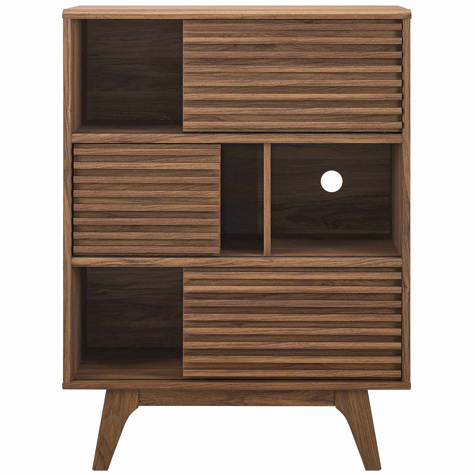 Render Three-Tier Display Storage Cabinet Stand, Walnut