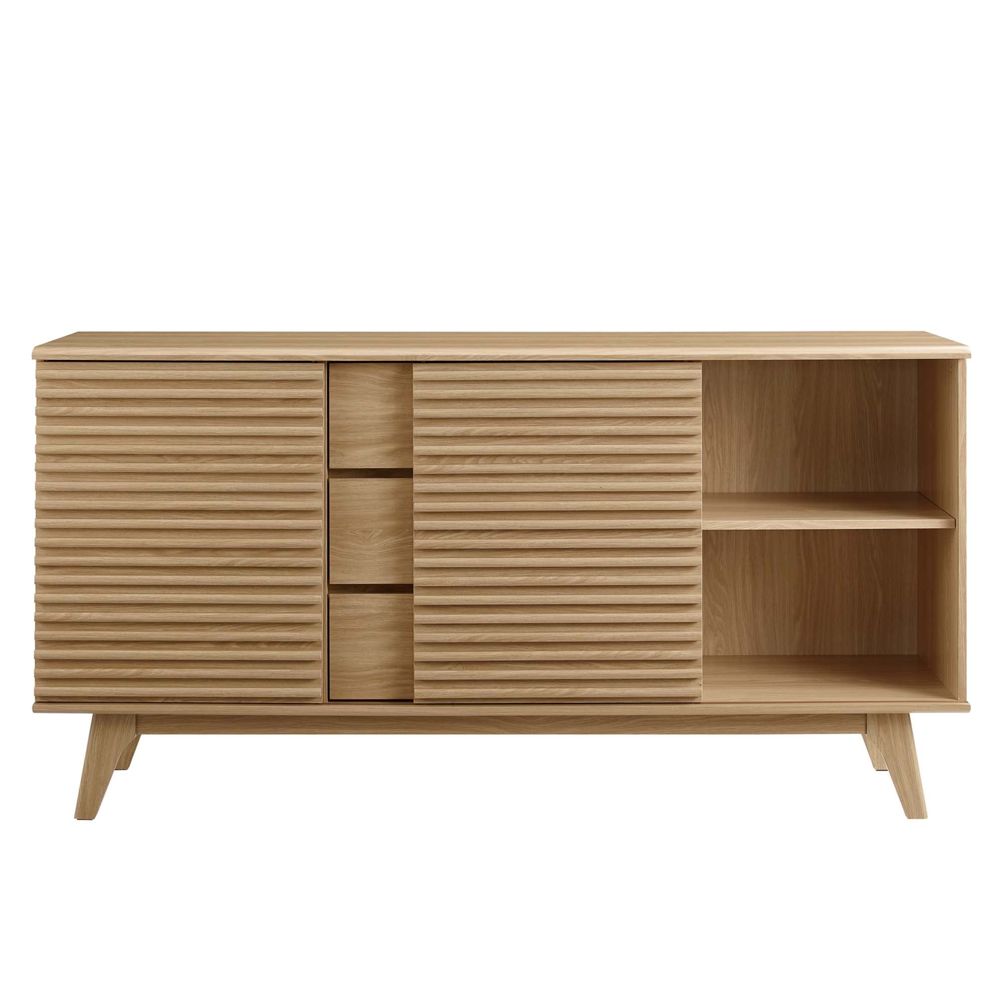Render 63" Sideboard Buffet Table or TV Stand, Oak