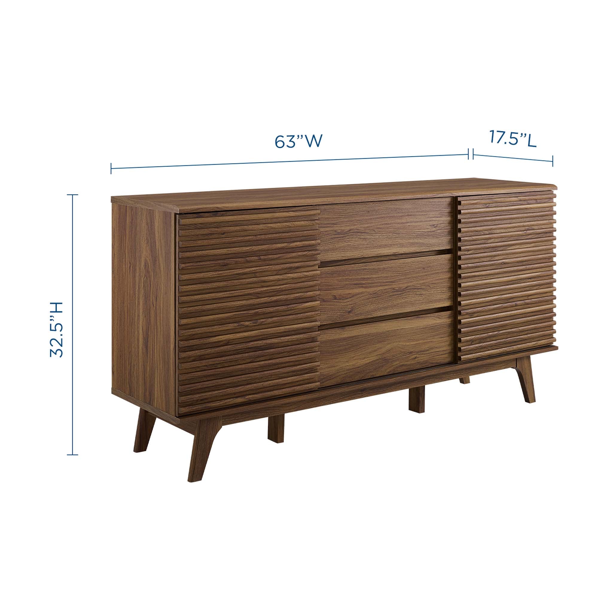 Render 63" Sideboard Buffet Table or TV Stand, Walnut
