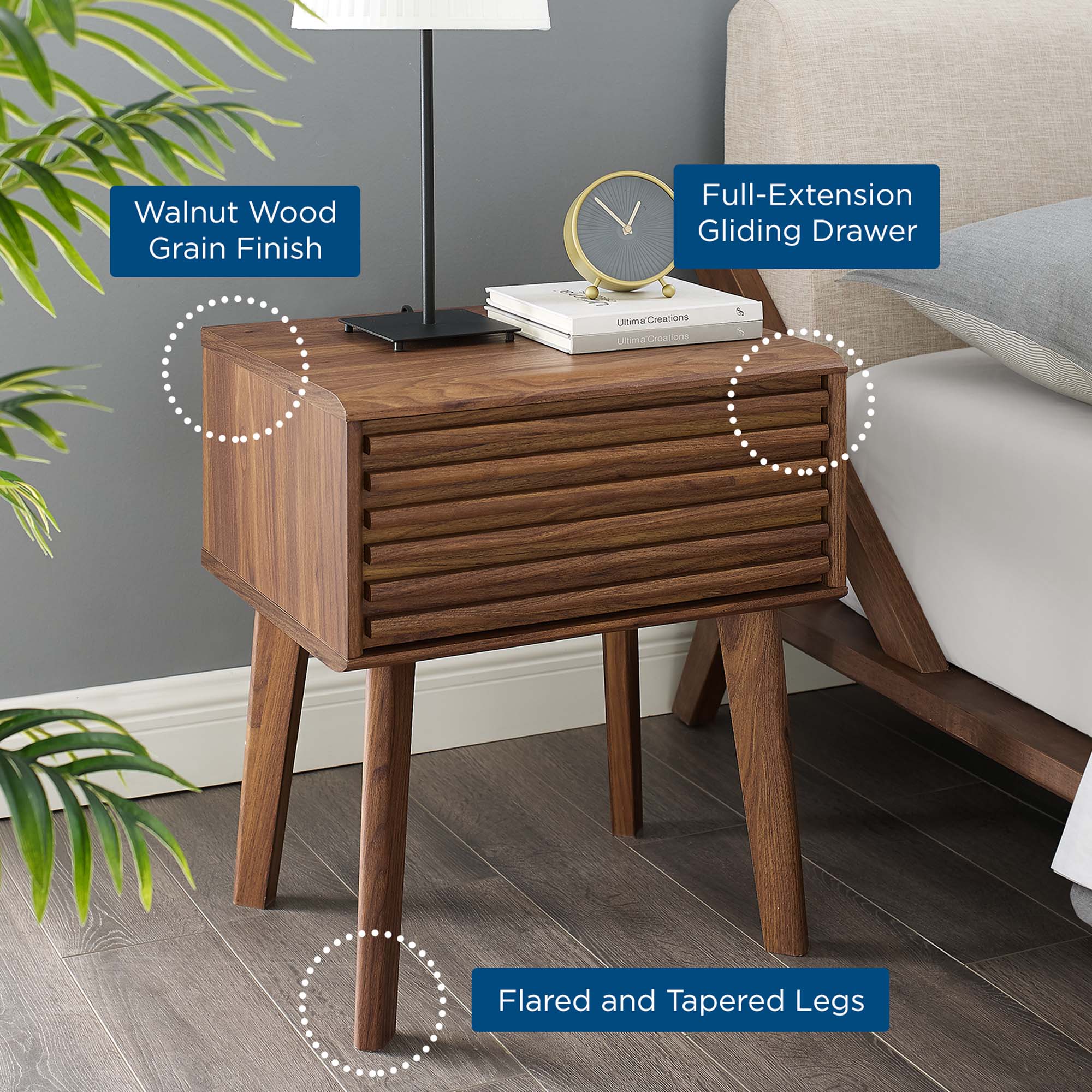 Render End Table, Walnut