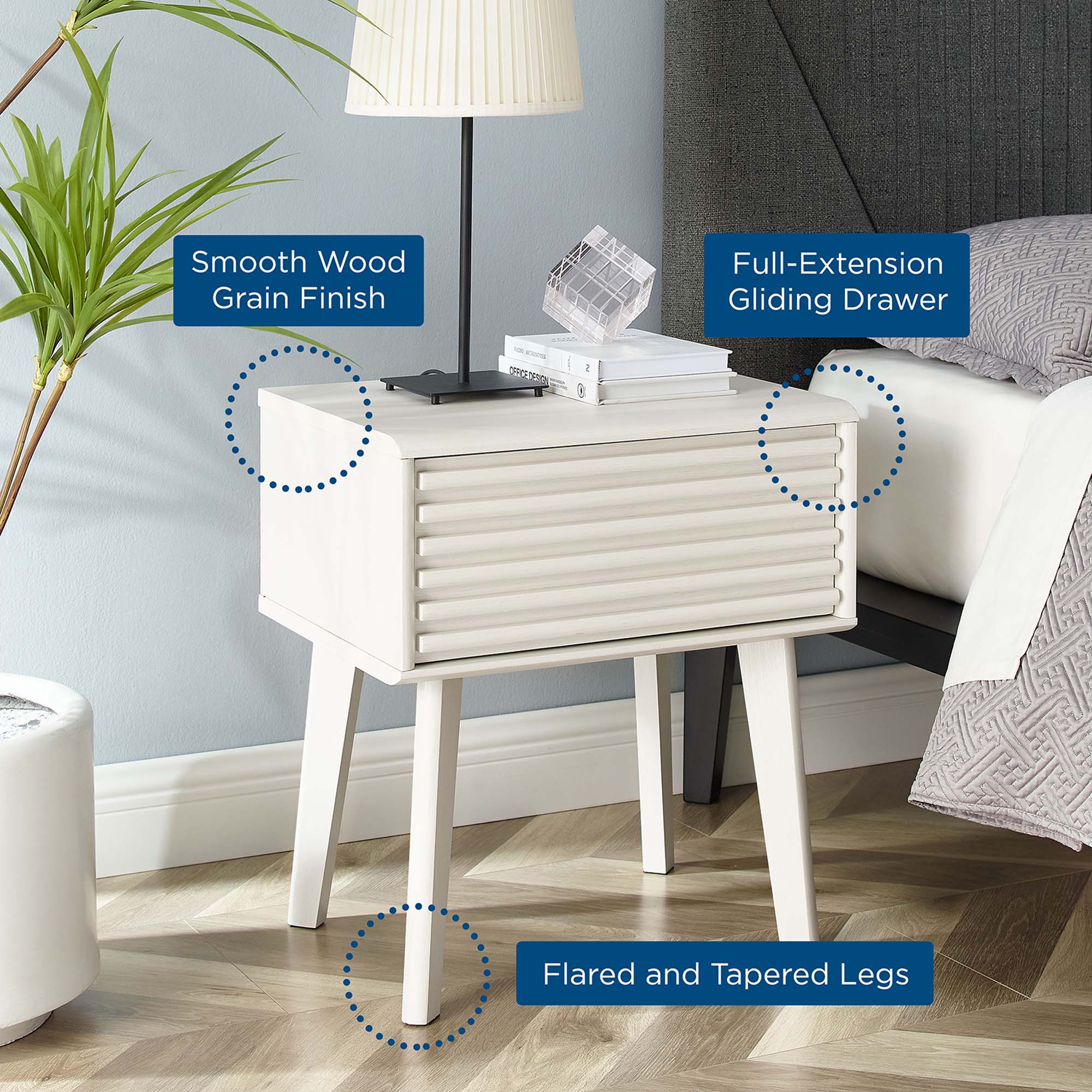 Render End Table, White