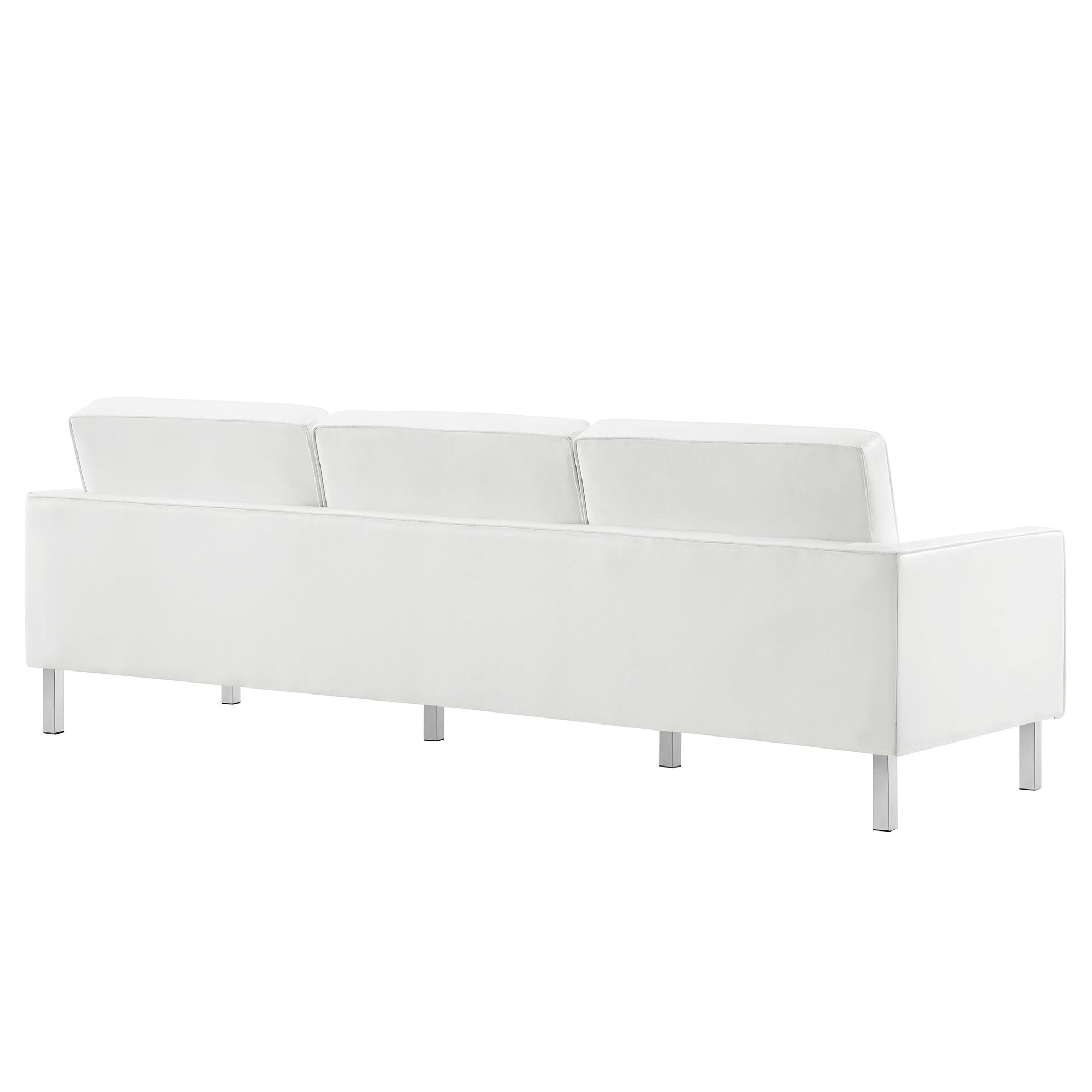 Loft Tufted Vegan Leather Sofa, Silver White