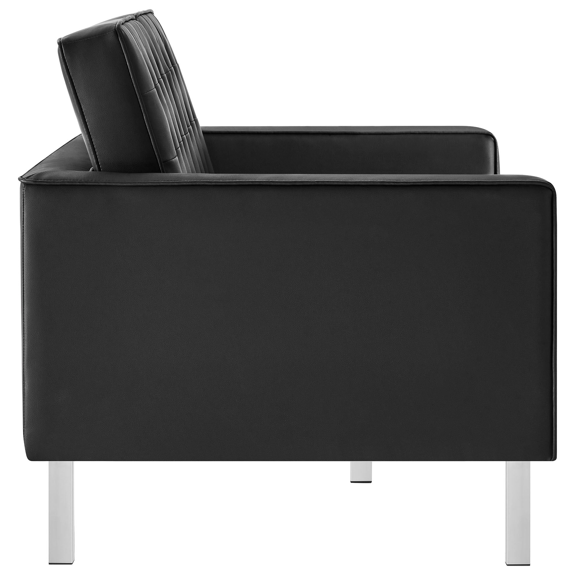 Loft Tufted Vegan Leather Loveseat, Silver Black