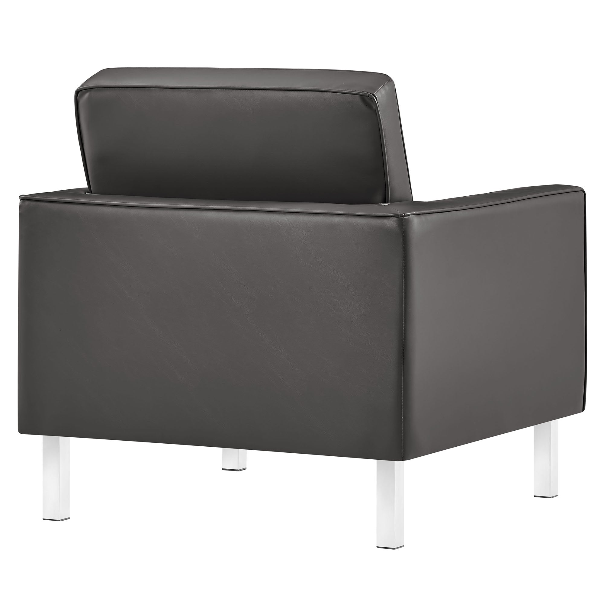 Loft Tufted Vegan Leather Armchair, Silver Gray